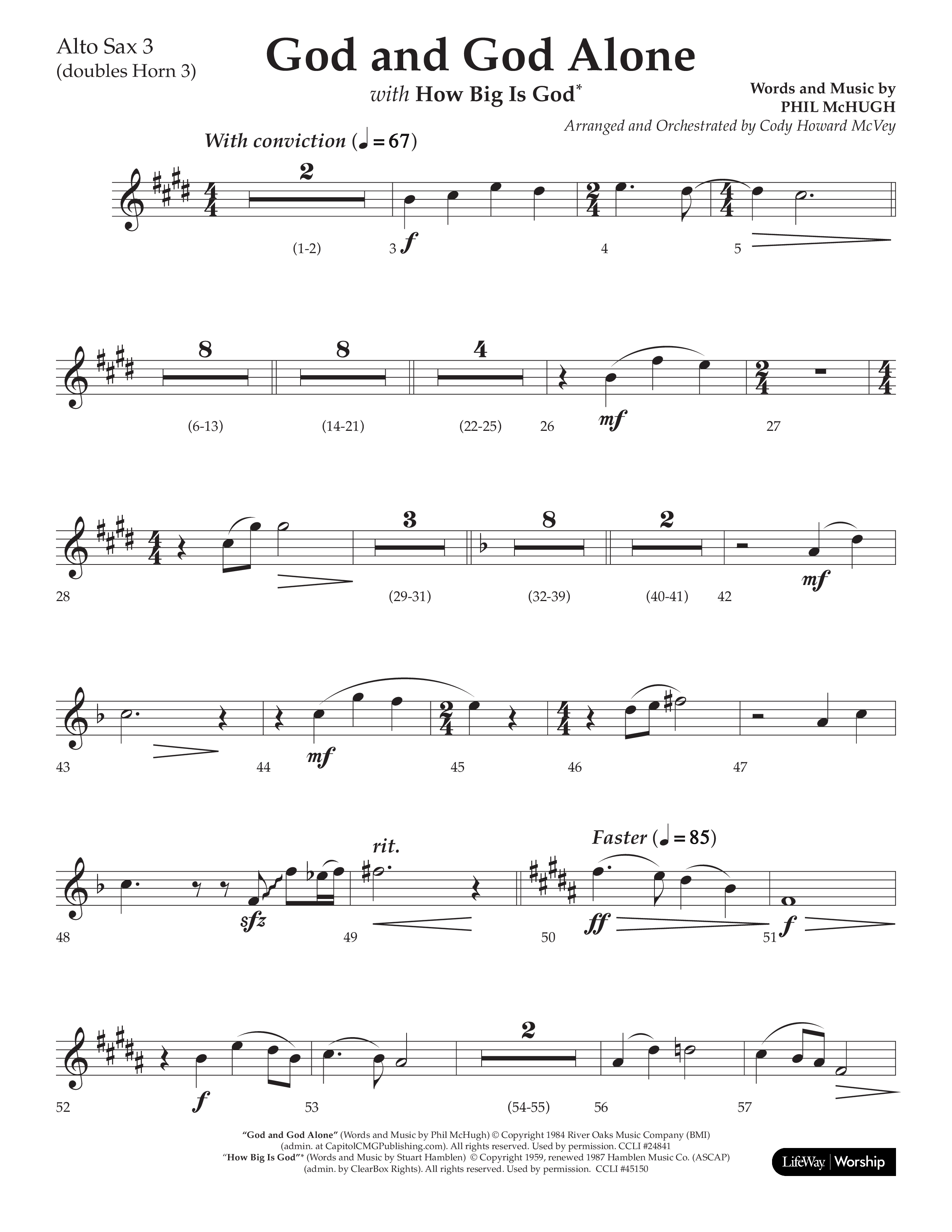 God And God Alone (with How Big Is God) (Choral Anthem SATB) Alto Sax (Lifeway Choral / Arr. Cody McVey)