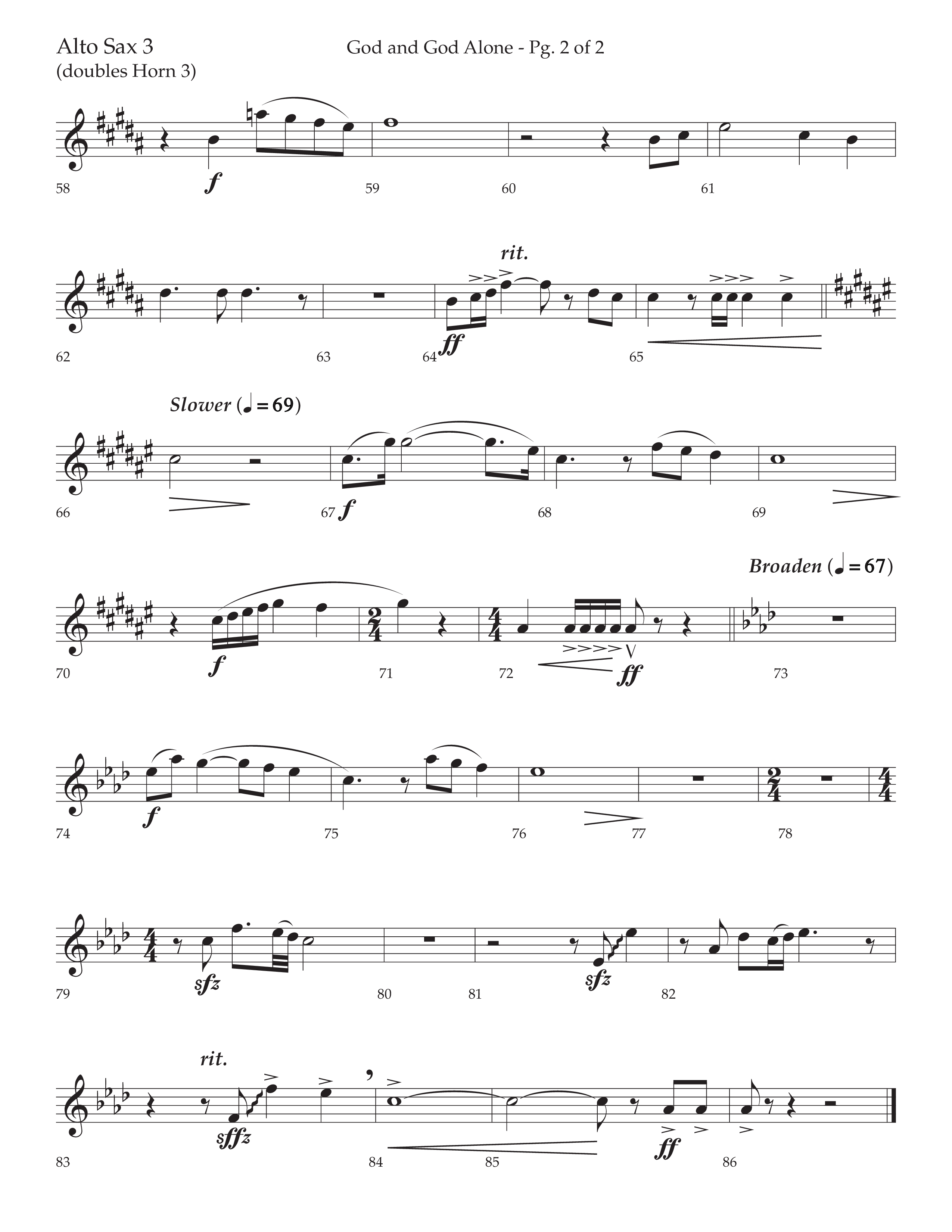 God And God Alone (with How Big Is God) (Choral Anthem SATB) Alto Sax (Lifeway Choral / Arr. Cody McVey)