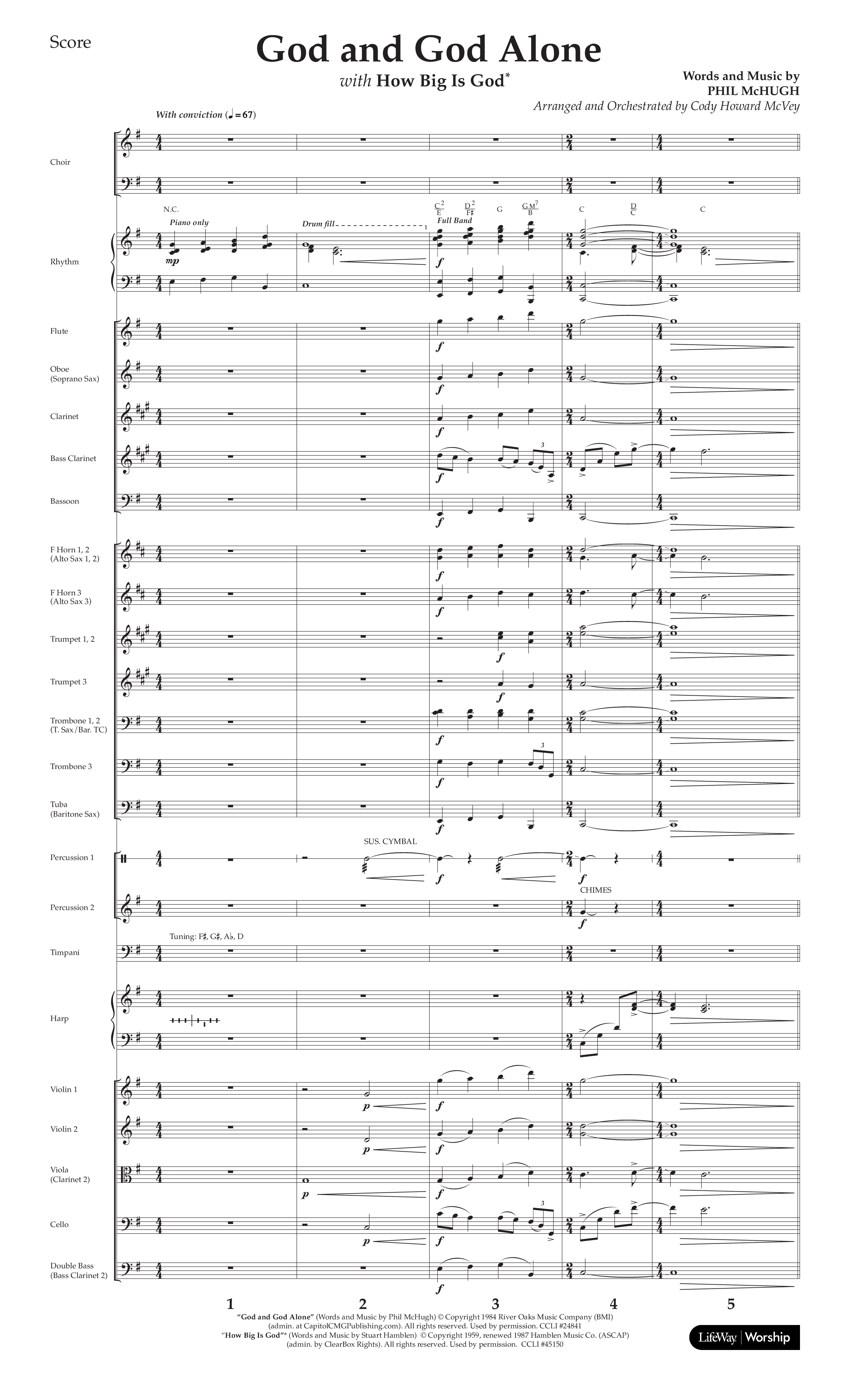 God And God Alone (with How Big Is God) (Choral Anthem SATB) Conductor's Score (Lifeway Choral / Arr. Cody McVey)