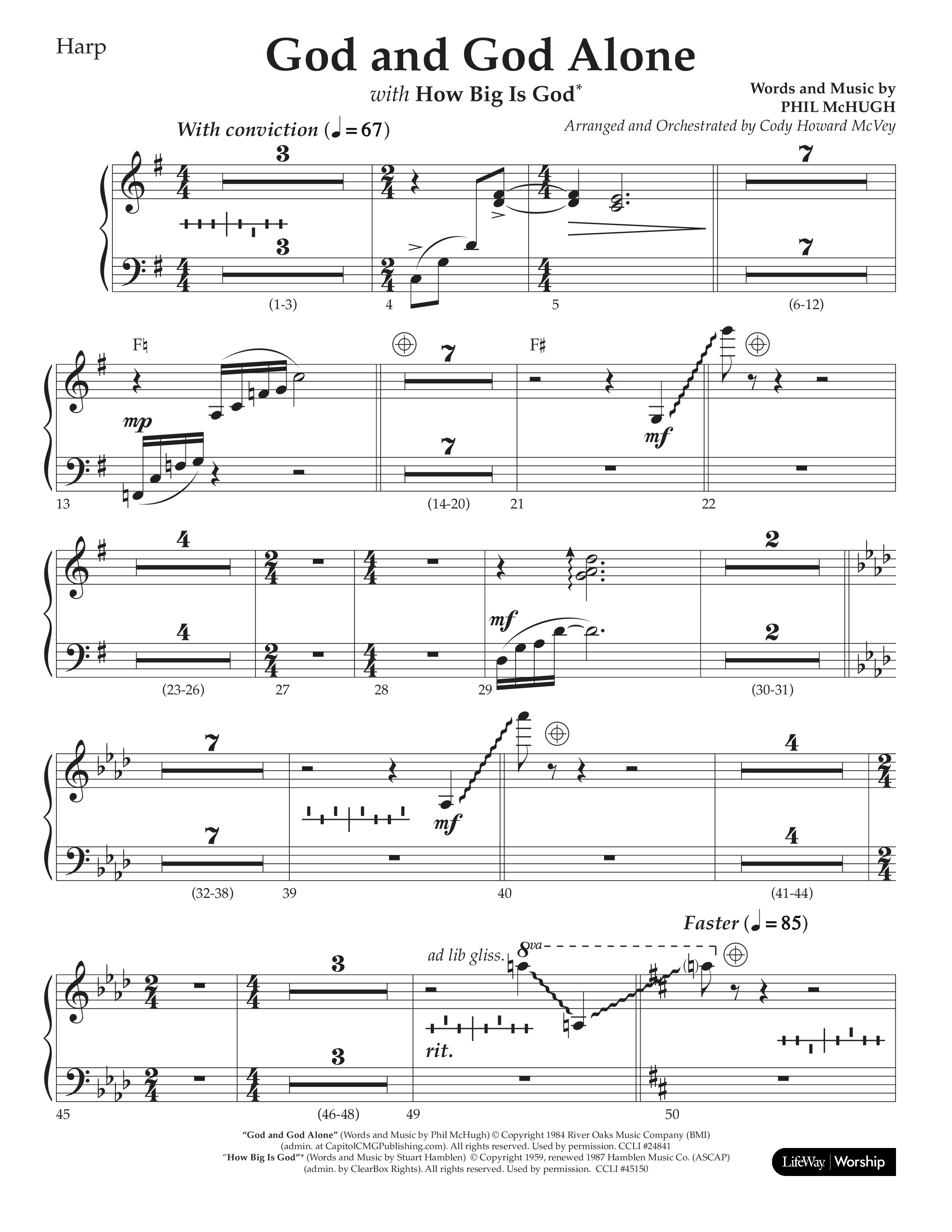 God And God Alone (with How Big Is God) (Choral Anthem SATB) Harp (Lifeway Choral / Arr. Cody McVey)
