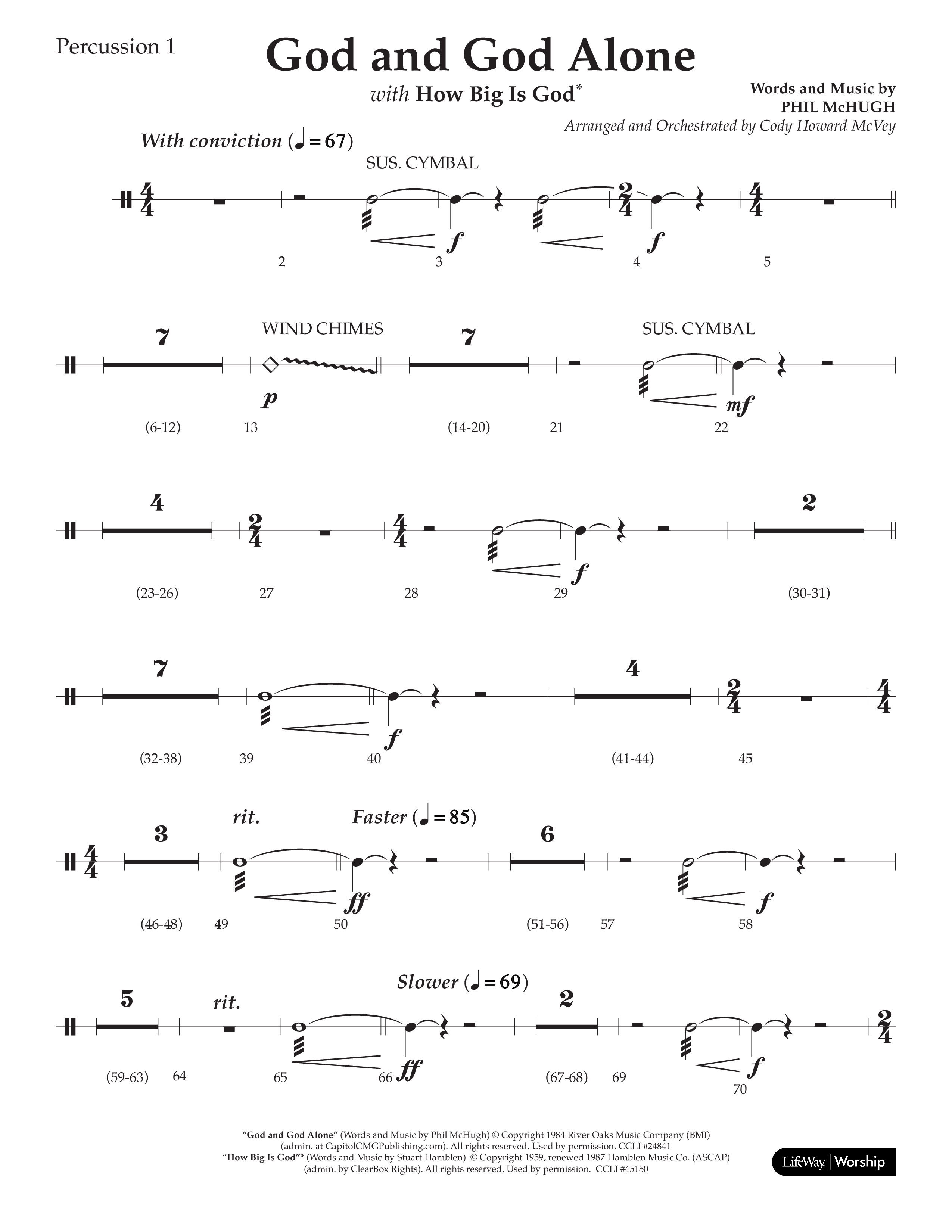 God And God Alone (with How Big Is God) (Choral Anthem SATB) Percussion 1/2 (Lifeway Choral / Arr. Cody McVey)