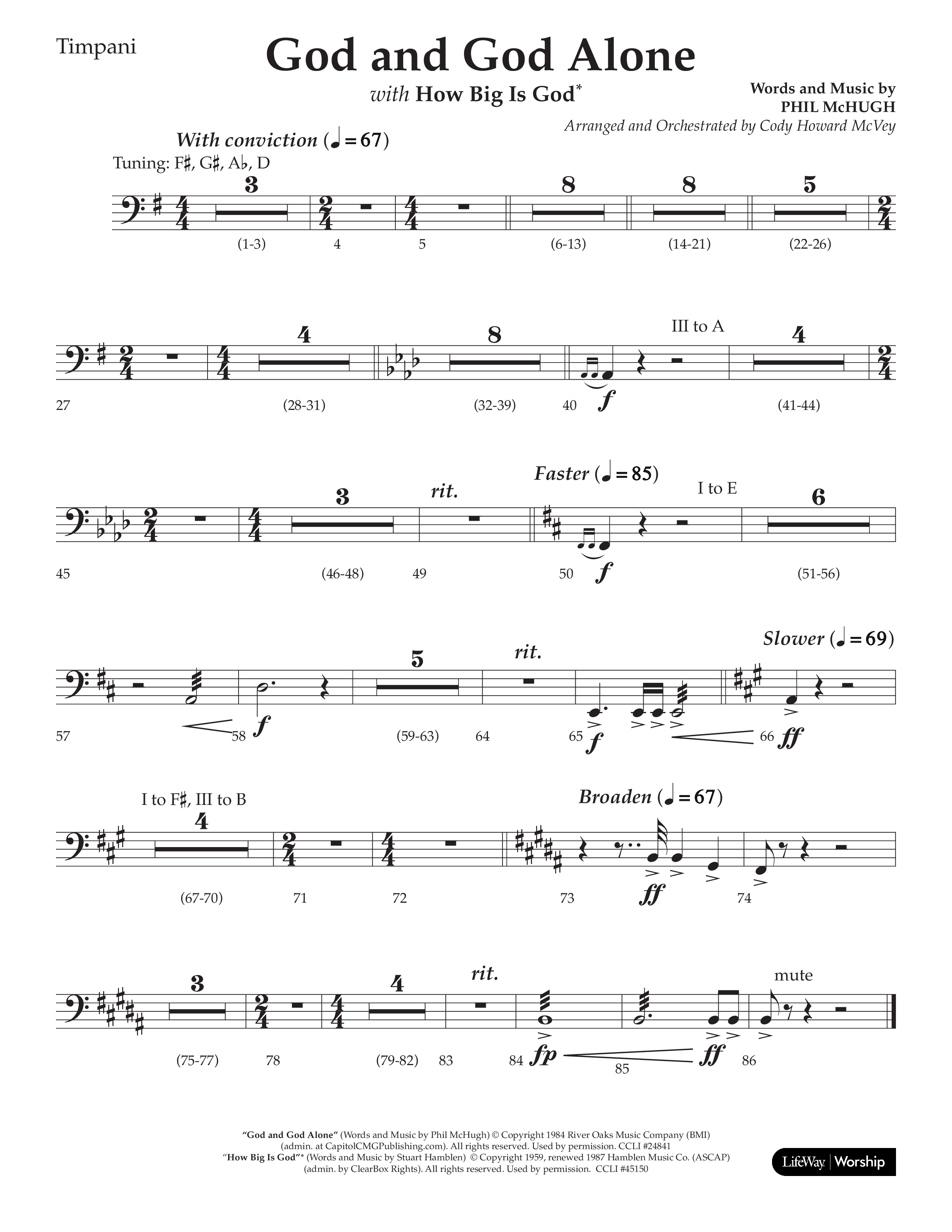God And God Alone (with How Big Is God) (Choral Anthem SATB) Timpani (Lifeway Choral / Arr. Cody McVey)