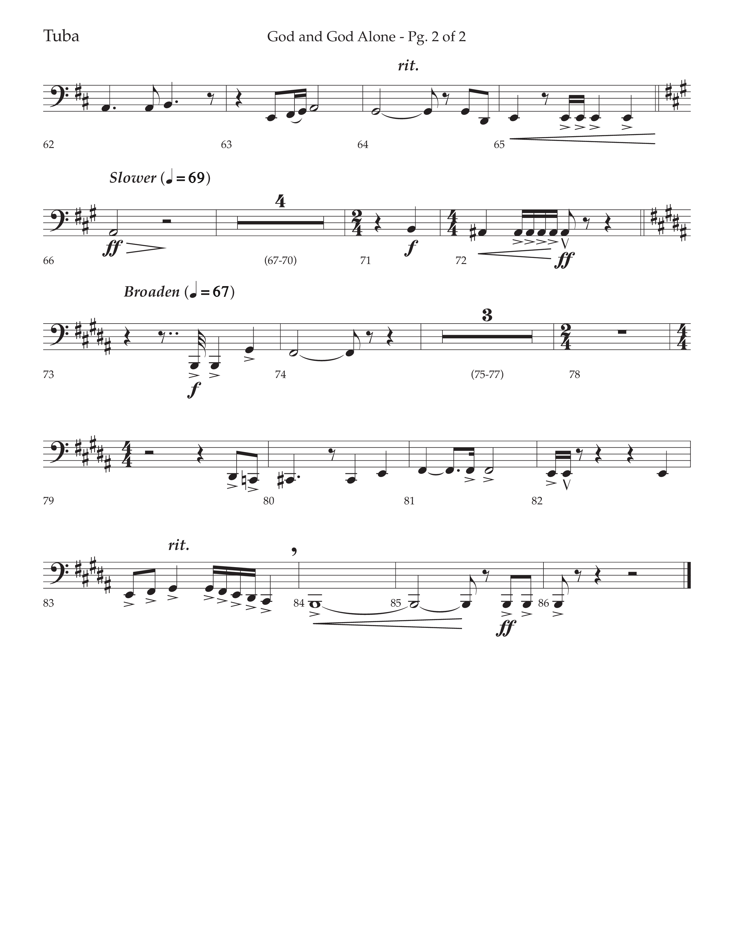 God And God Alone (with How Big Is God) (Choral Anthem SATB) Tuba (Lifeway Choral / Arr. Cody McVey)