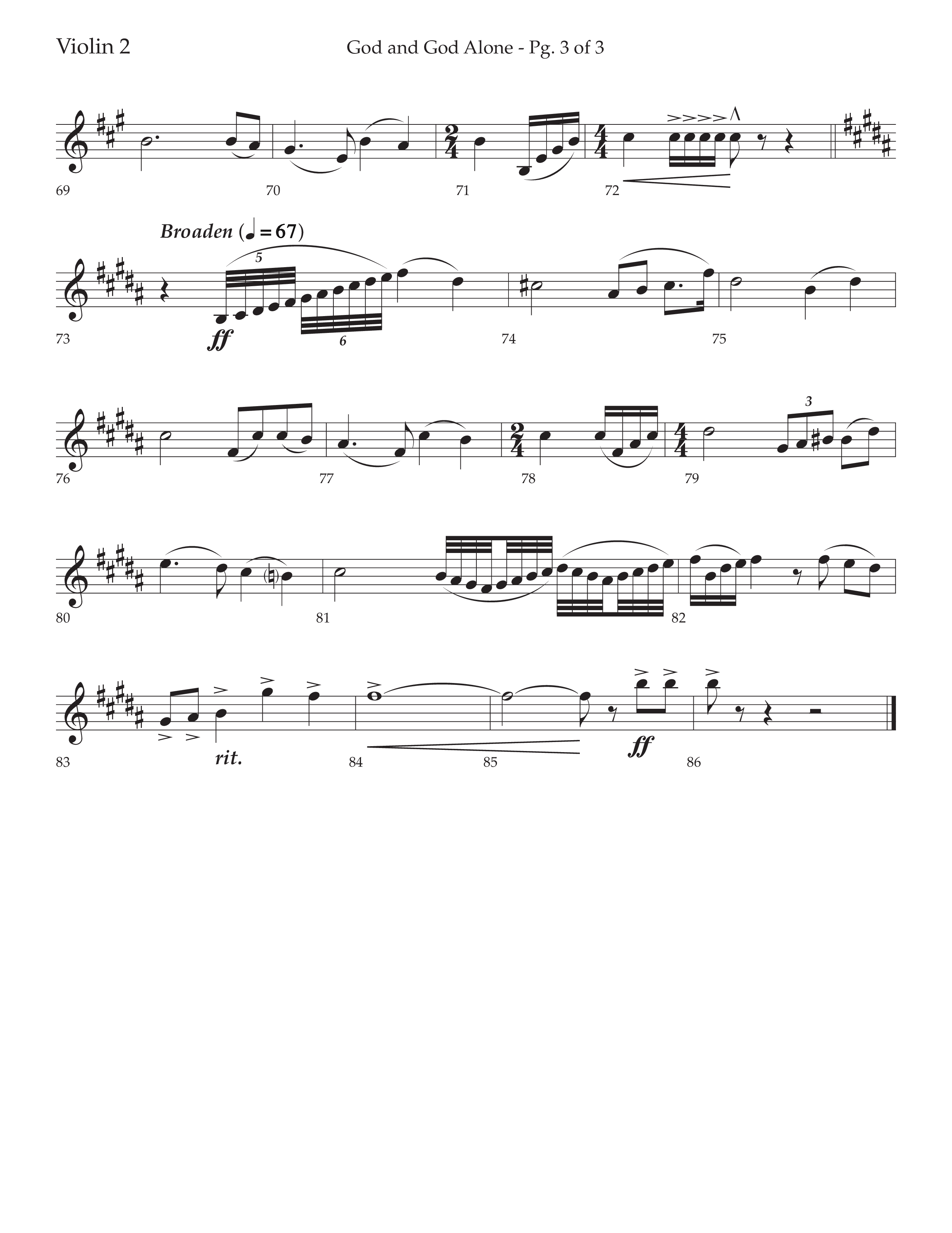 God And God Alone (with How Big Is God) (Choral Anthem SATB) Violin 2 (Lifeway Choral / Arr. Cody McVey)