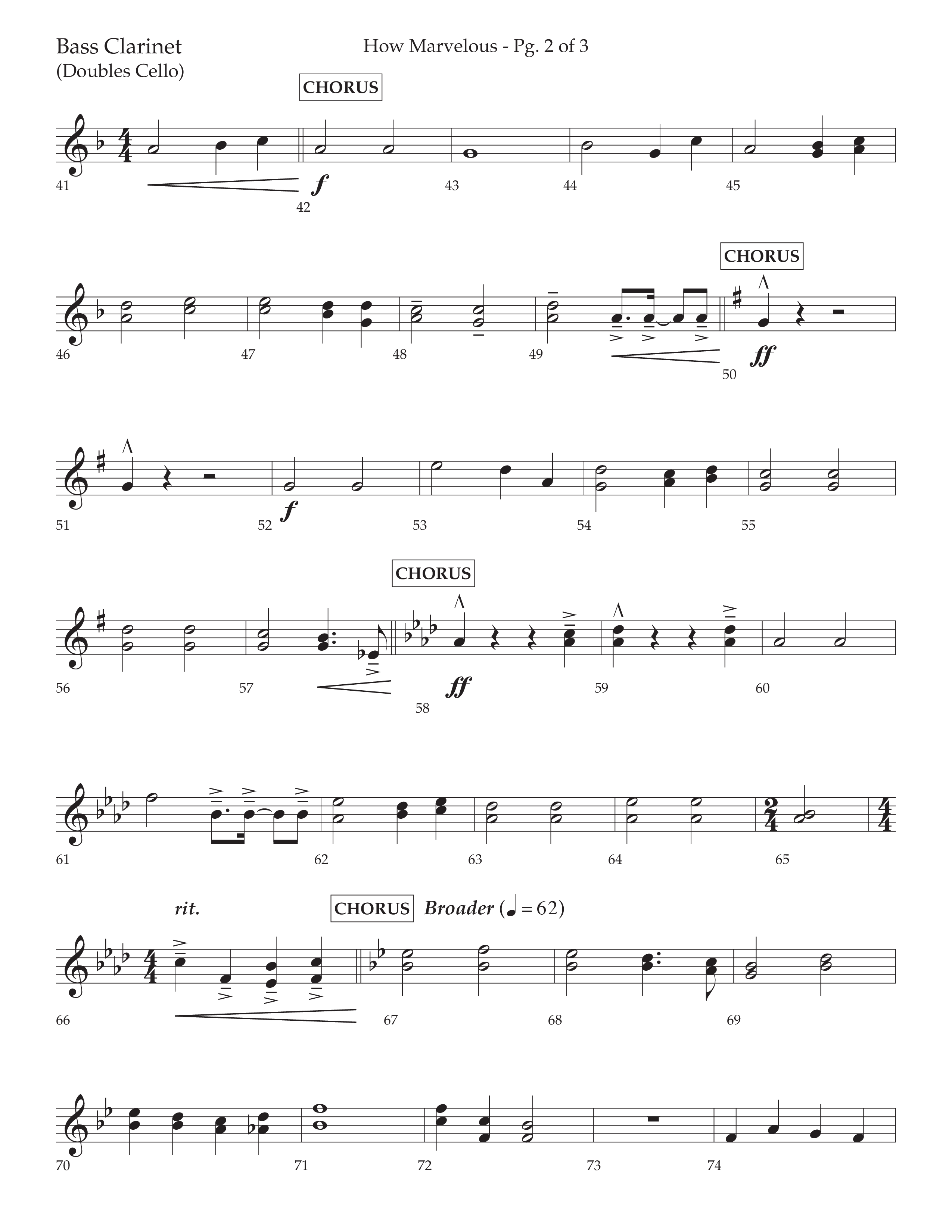 How Marvelous Medley (Choral Anthem SATB) Bass Clarinet (Lifeway Choral / Arr. David Wise / Orch. Cliff Duren)