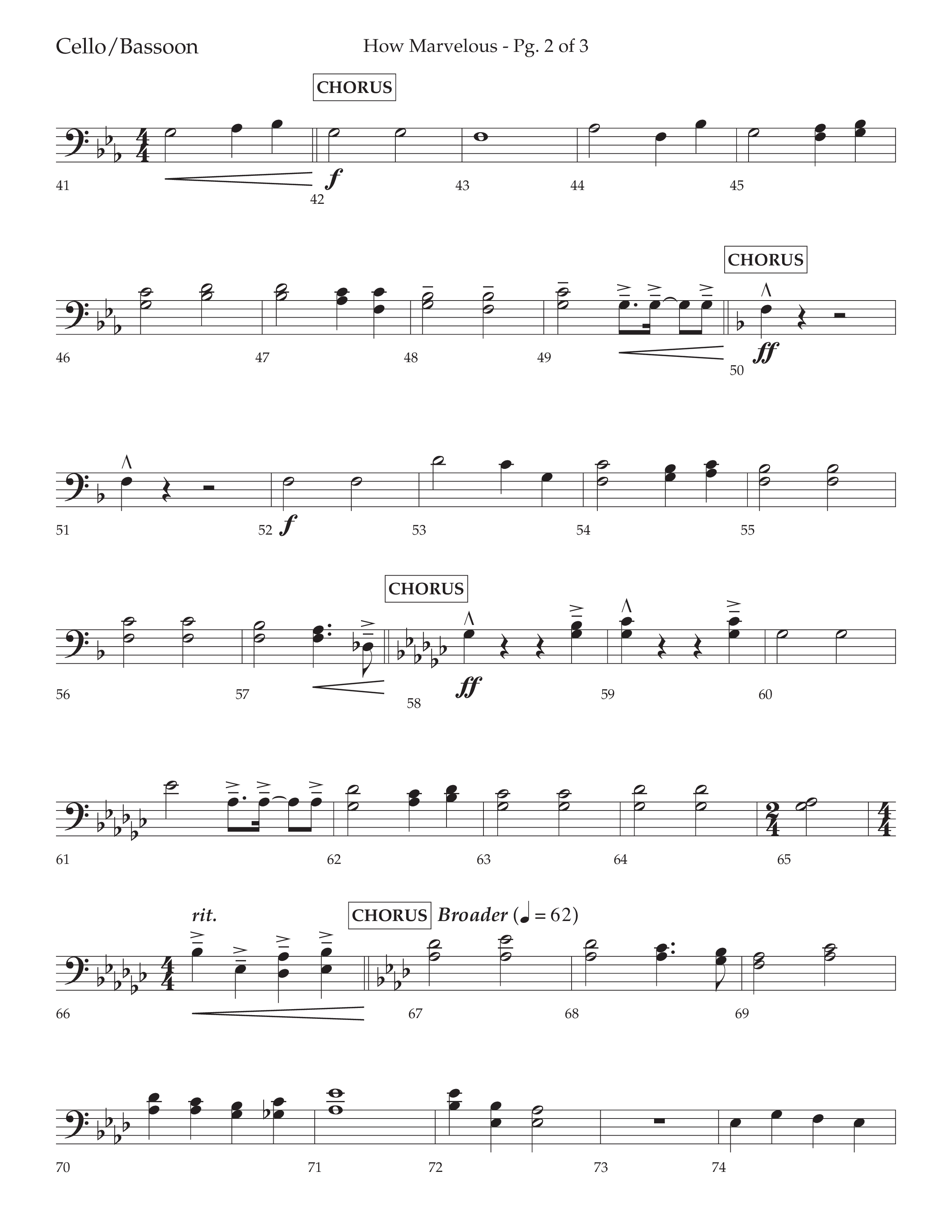 How Marvelous Medley (Choral Anthem SATB) Cello (Lifeway Choral / Arr. David Wise / Orch. Cliff Duren)
