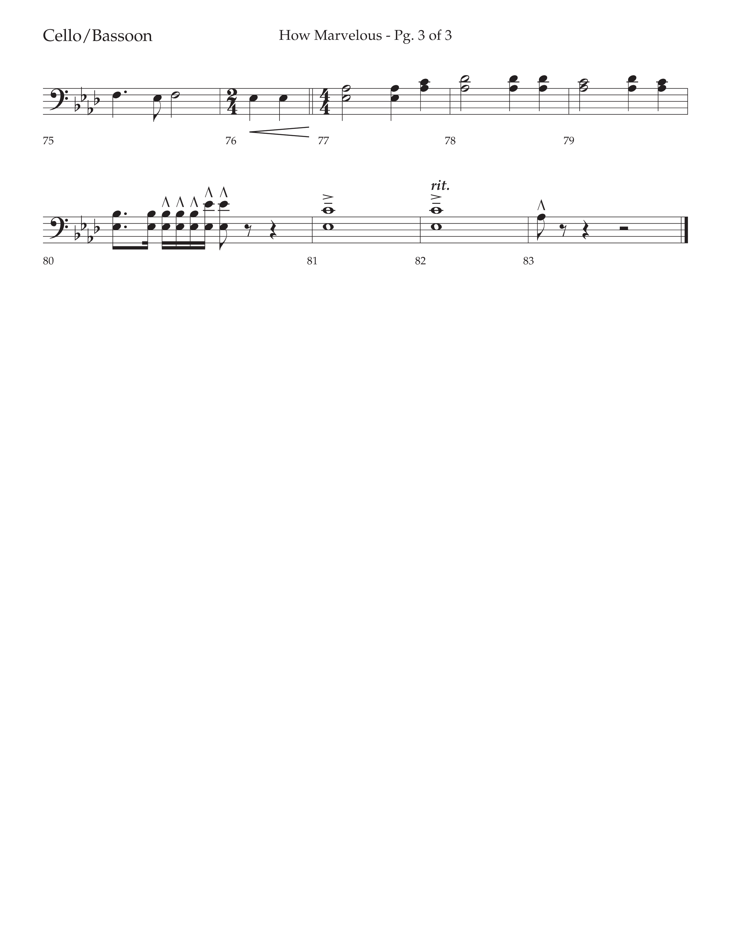 How Marvelous Medley (Choral Anthem SATB) Cello (Lifeway Choral / Arr. David Wise / Orch. Cliff Duren)