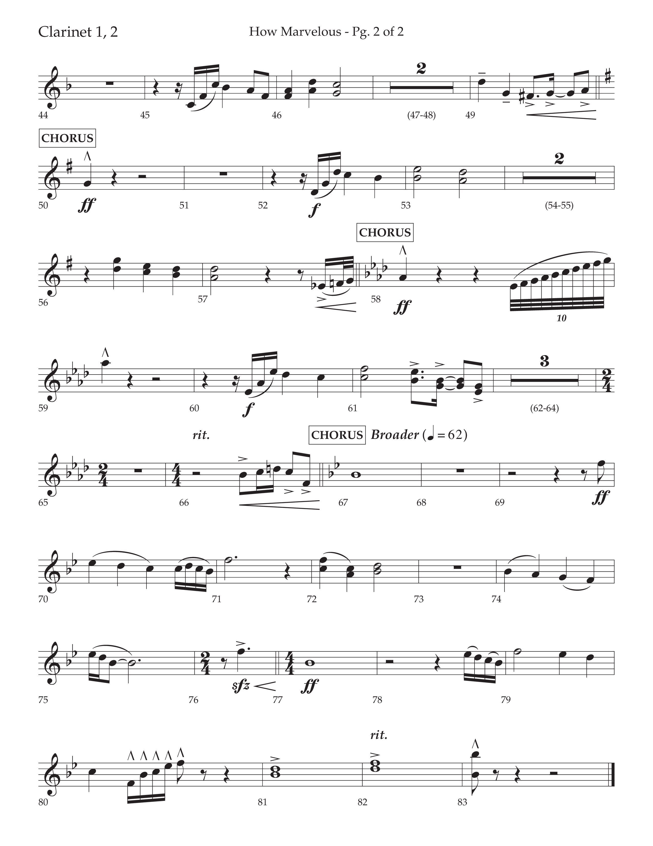 How Marvelous Medley (Choral Anthem SATB) Clarinet 1/2 (Lifeway Choral / Arr. David Wise / Orch. Cliff Duren)