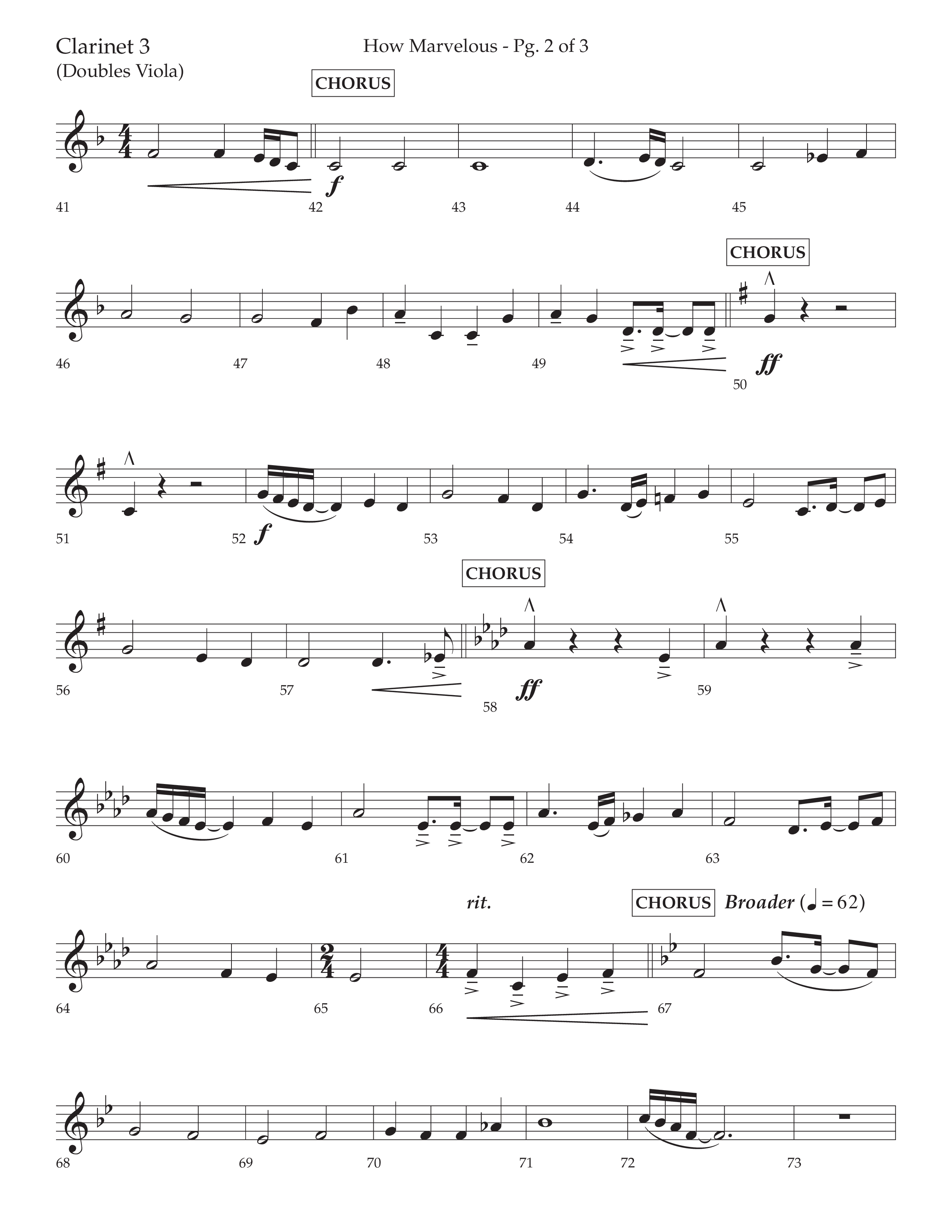 How Marvelous Medley (Choral Anthem SATB) Clarinet 3 (Lifeway Choral / Arr. David Wise / Orch. Cliff Duren)