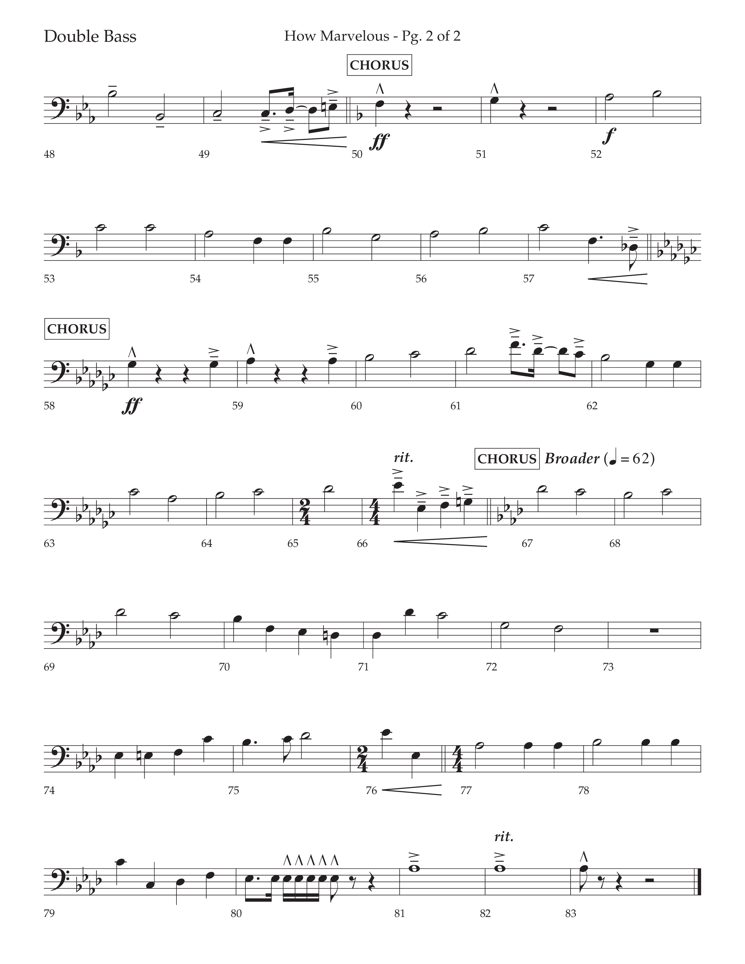 How Marvelous Medley (Choral Anthem SATB) Double Bass (Lifeway Choral / Arr. David Wise / Orch. Cliff Duren)