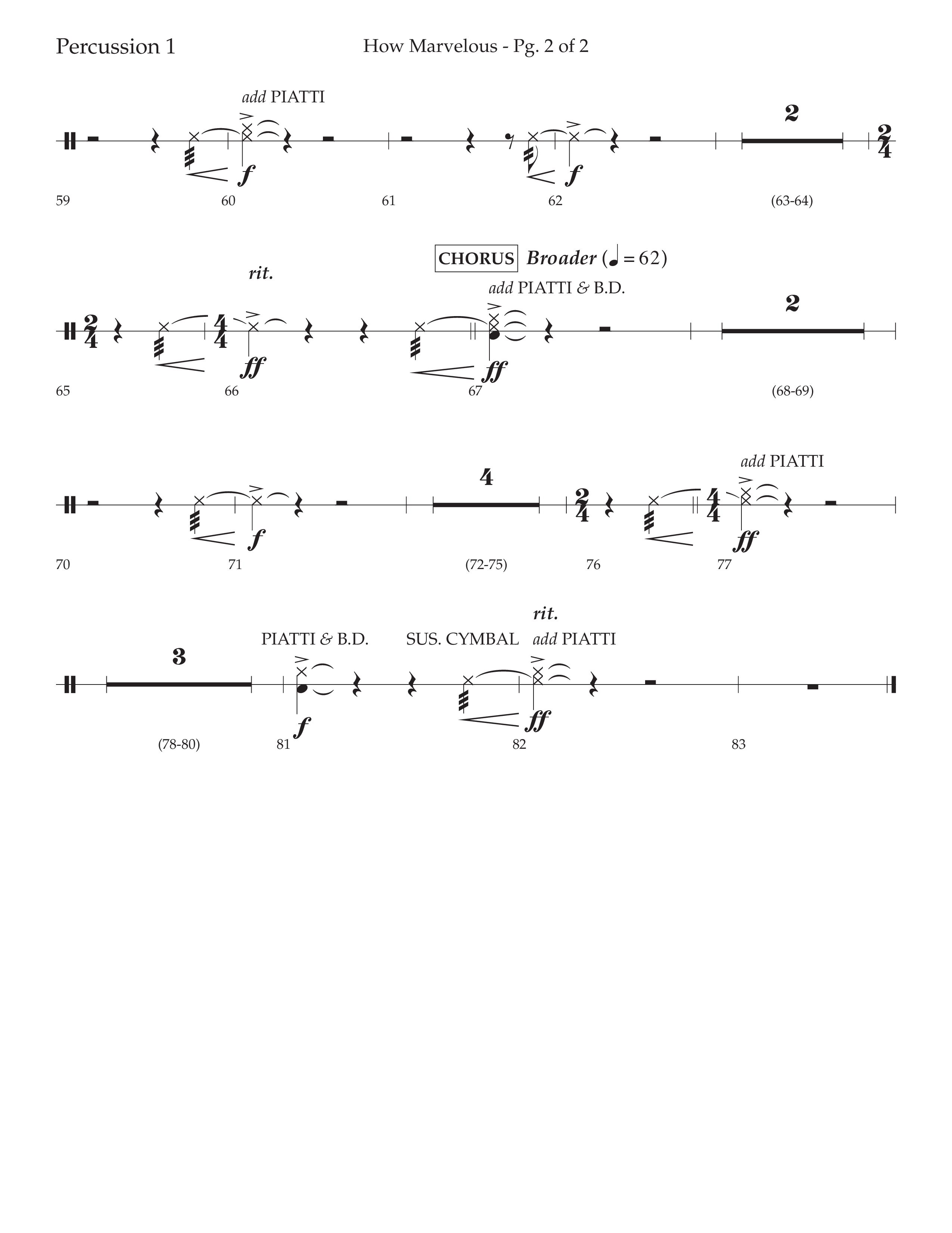 How Marvelous Medley (Choral Anthem SATB) Percussion 1/2 (Lifeway Choral / Arr. David Wise / Orch. Cliff Duren)