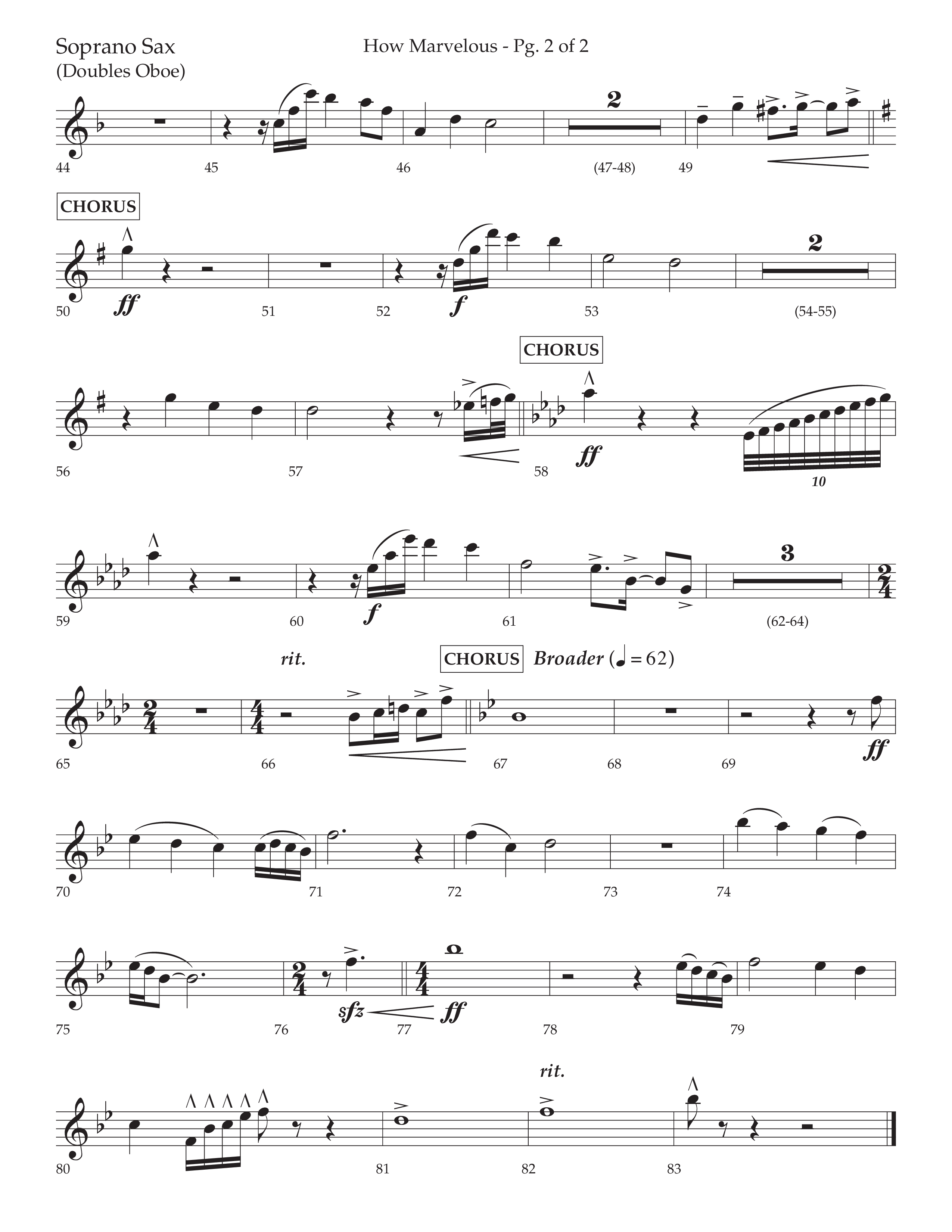 How Marvelous Medley (Choral Anthem SATB) Soprano Sax (Lifeway Choral / Arr. David Wise / Orch. Cliff Duren)