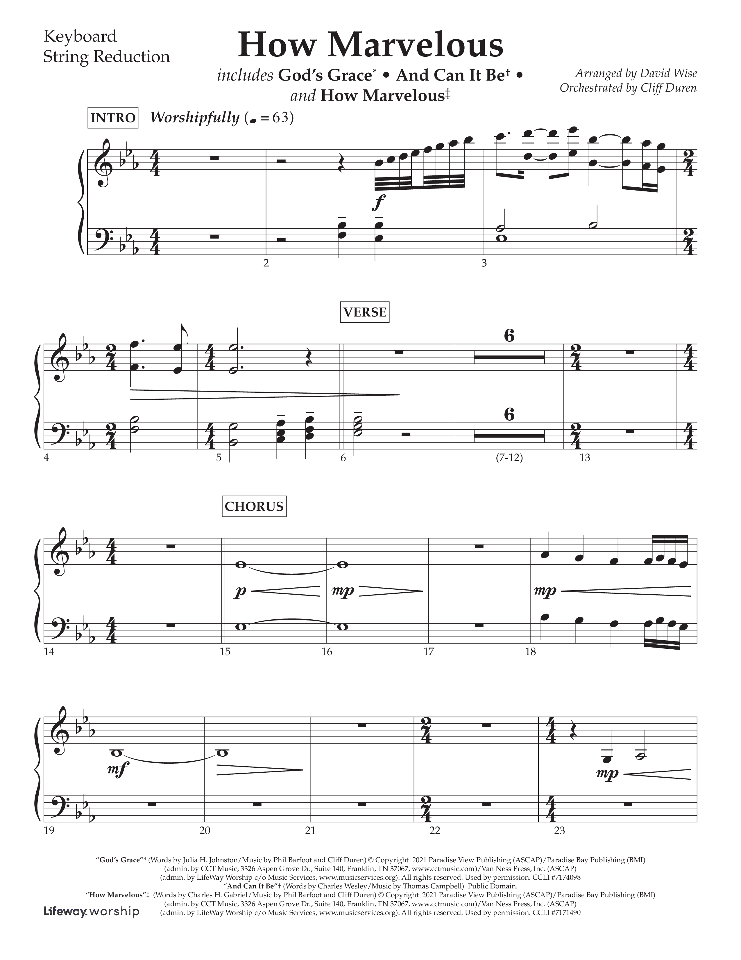 How Marvelous Medley (Choral Anthem SATB) String Reduction (Lifeway Choral / Arr. David Wise / Orch. Cliff Duren)