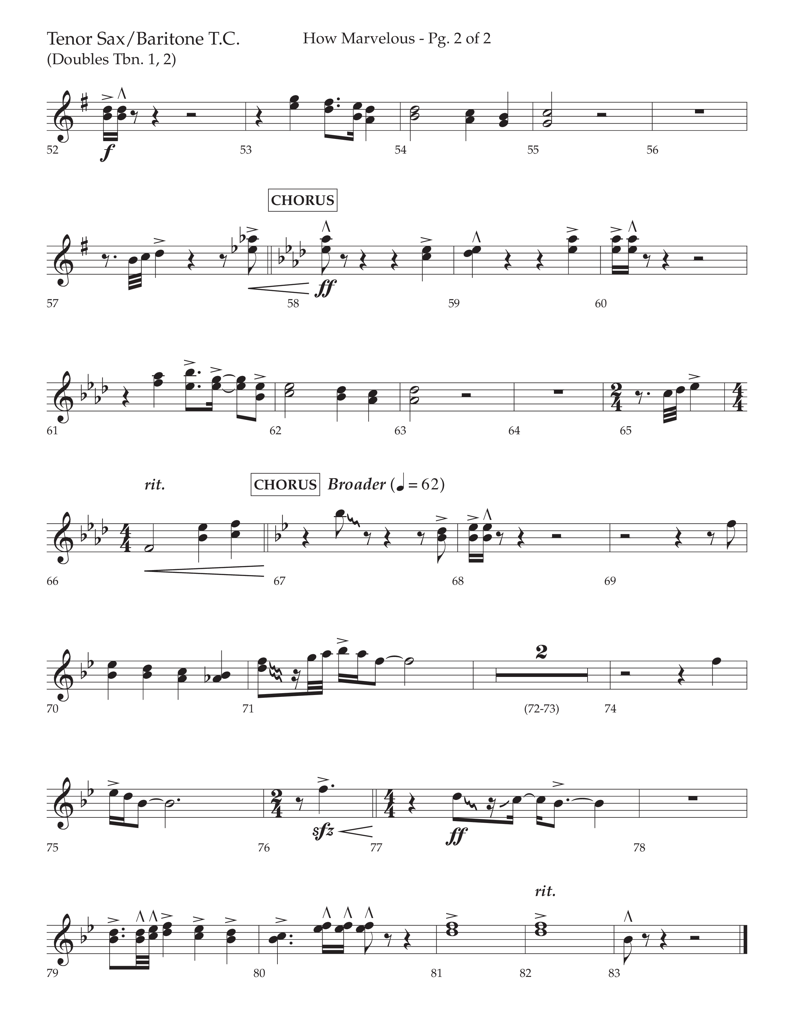 How Marvelous Medley (Choral Anthem SATB) Tenor Sax/Baritone T.C. (Lifeway Choral / Arr. David Wise / Orch. Cliff Duren)