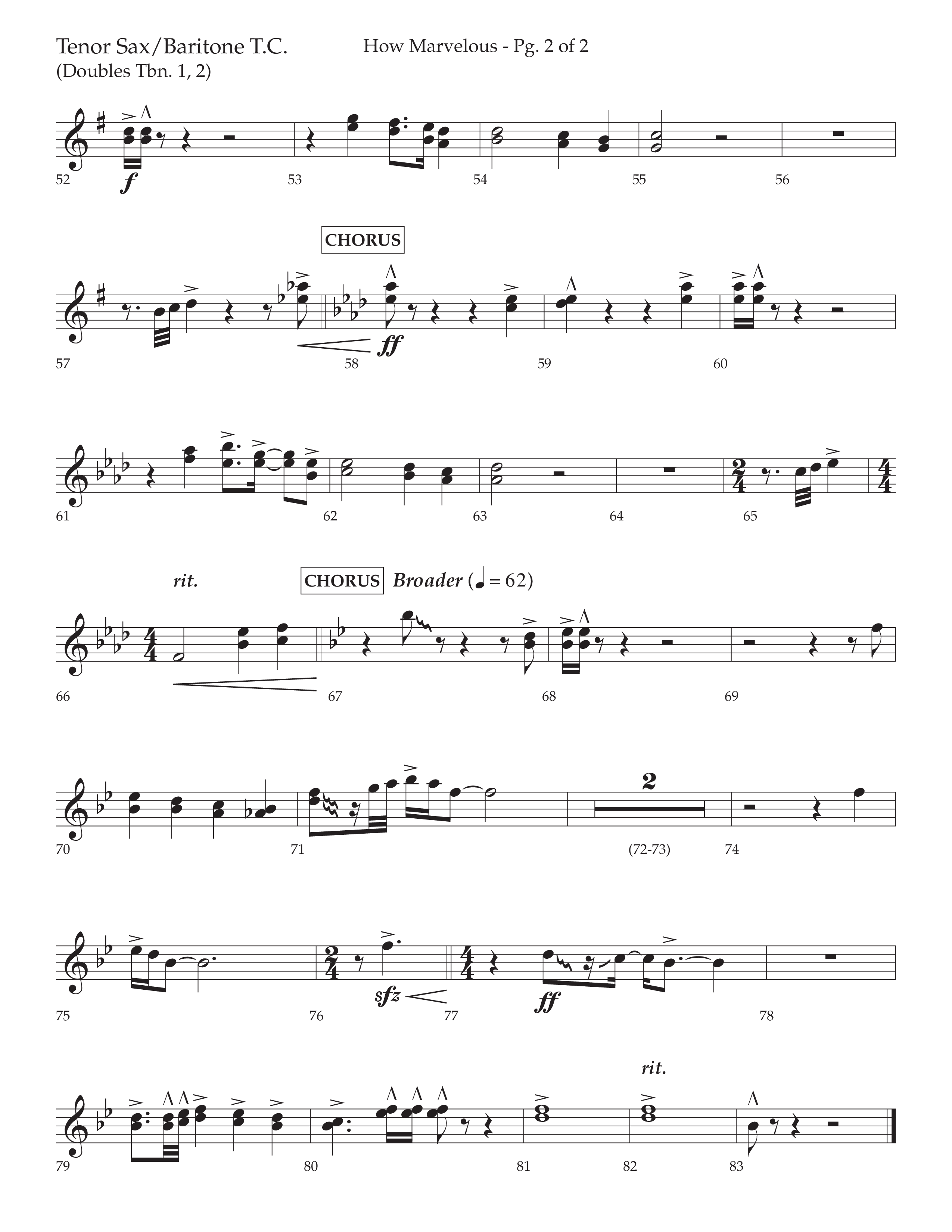 How Marvelous Medley (Choral Anthem SATB) Tenor Sax/Baritone T.C. (Lifeway Choral / Arr. David Wise / Orch. Cliff Duren)