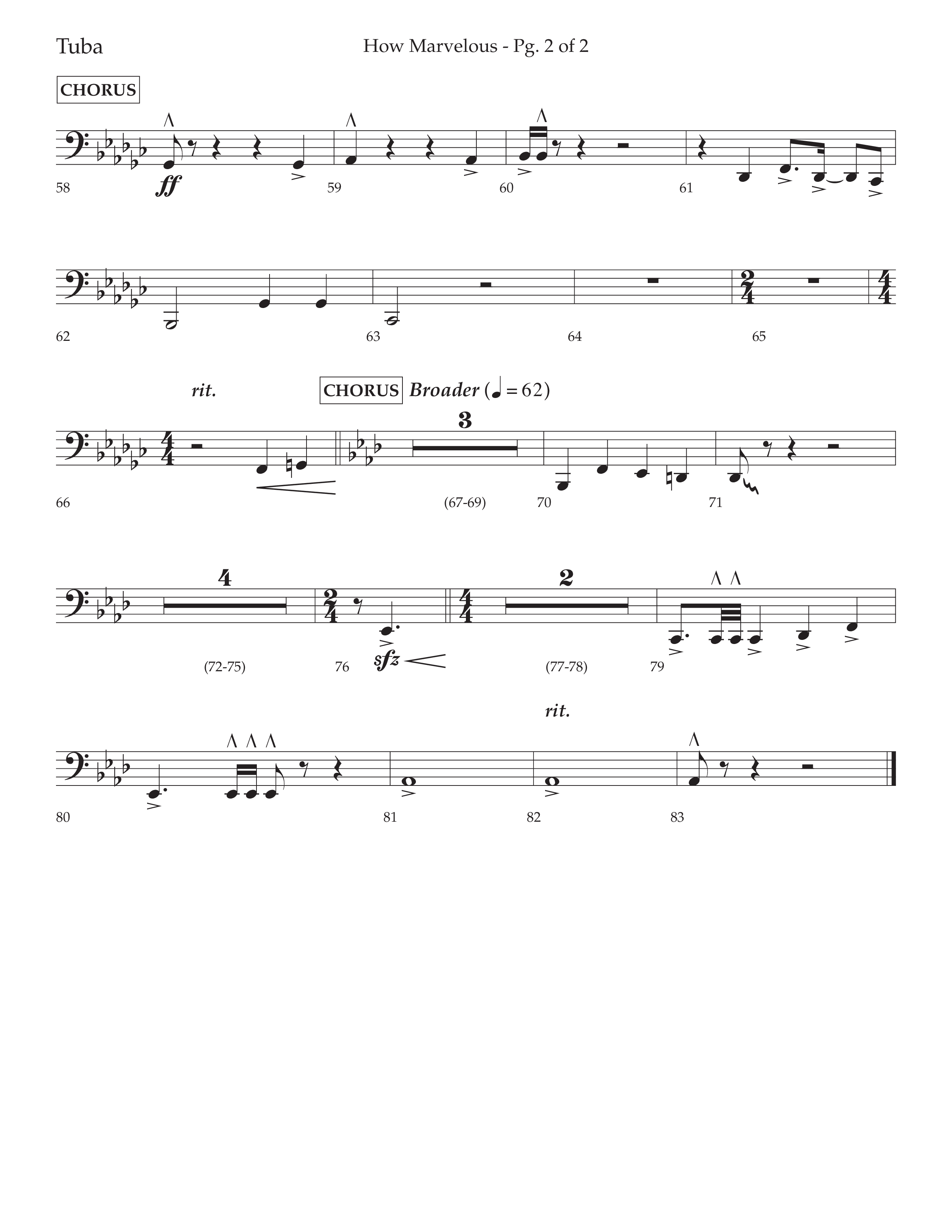 How Marvelous Medley (Choral Anthem SATB) Tuba (Lifeway Choral / Arr. David Wise / Orch. Cliff Duren)