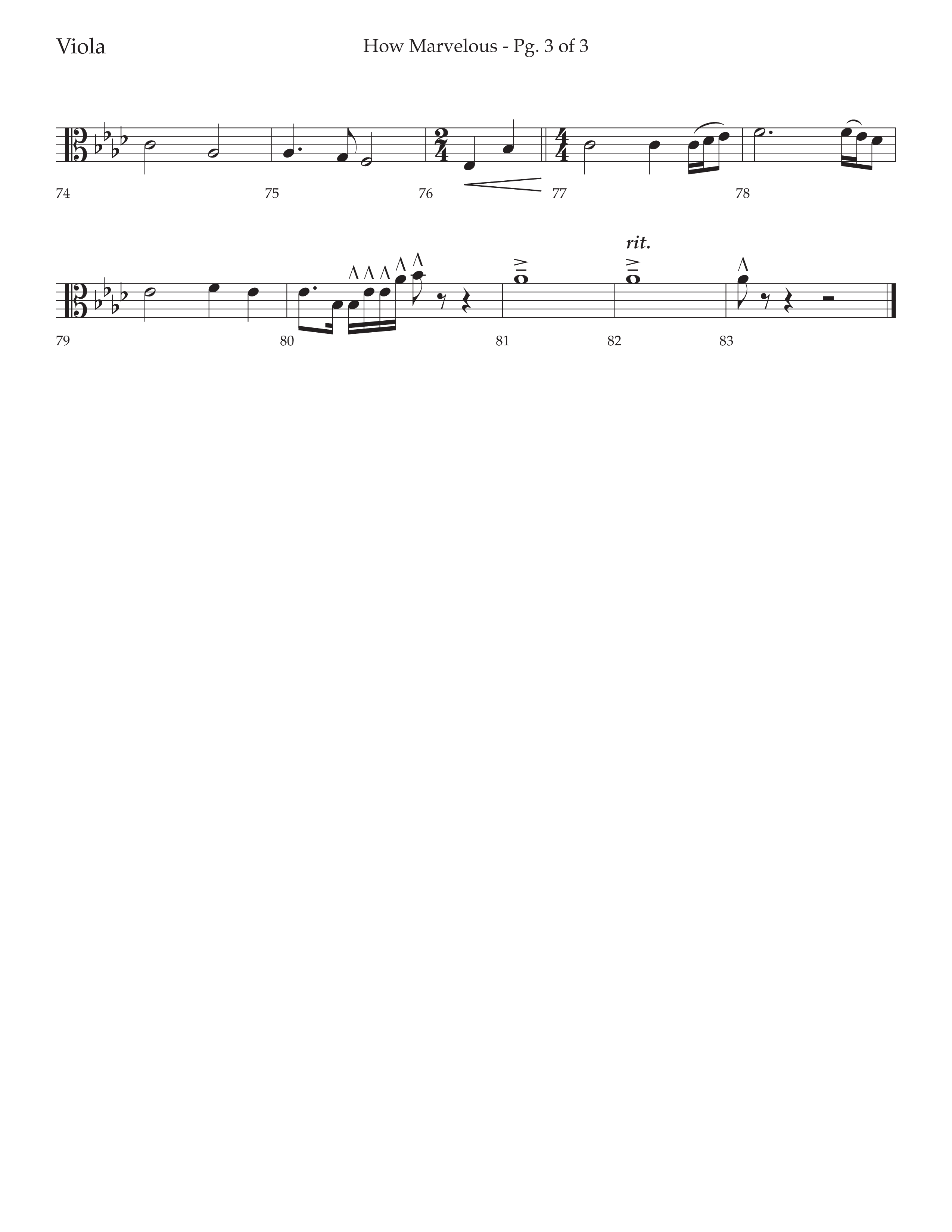 How Marvelous Medley (Choral Anthem SATB) Viola (Lifeway Choral / Arr. David Wise / Orch. Cliff Duren)