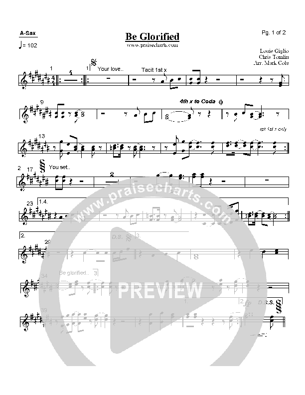 Be Glorified Alto Sax (Charlie Hall)