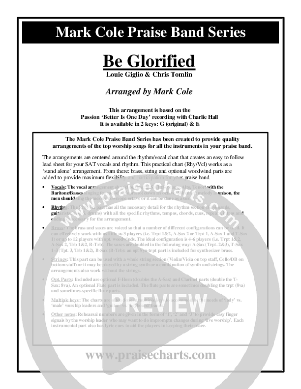 Be Glorified Cover Sheet (Charlie Hall)