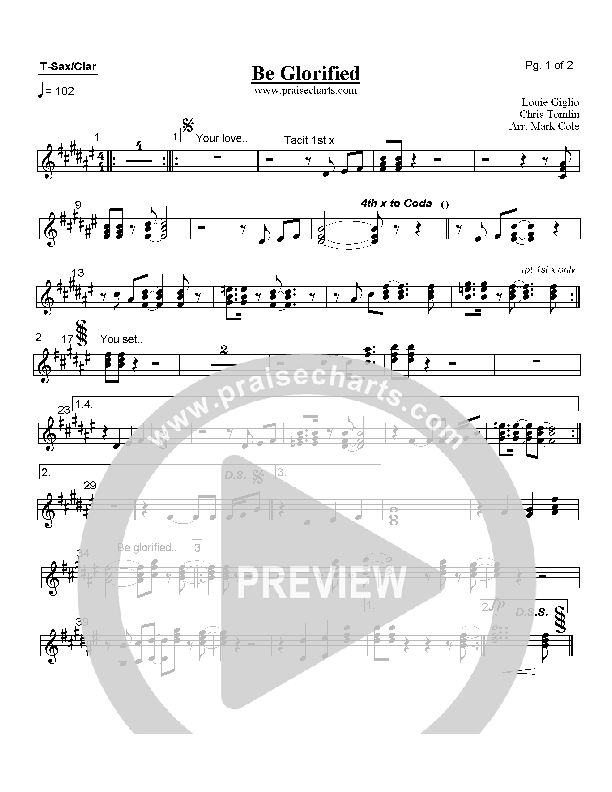 Be Glorified Tenor Sax/Clarinet (Charlie Hall)