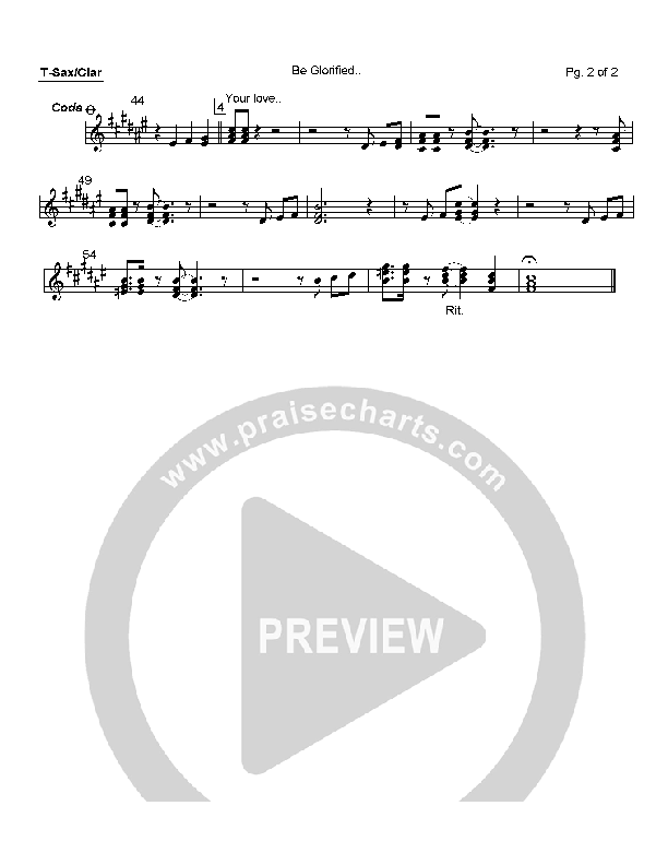 Be Glorified Tenor Sax/Clarinet (Charlie Hall)