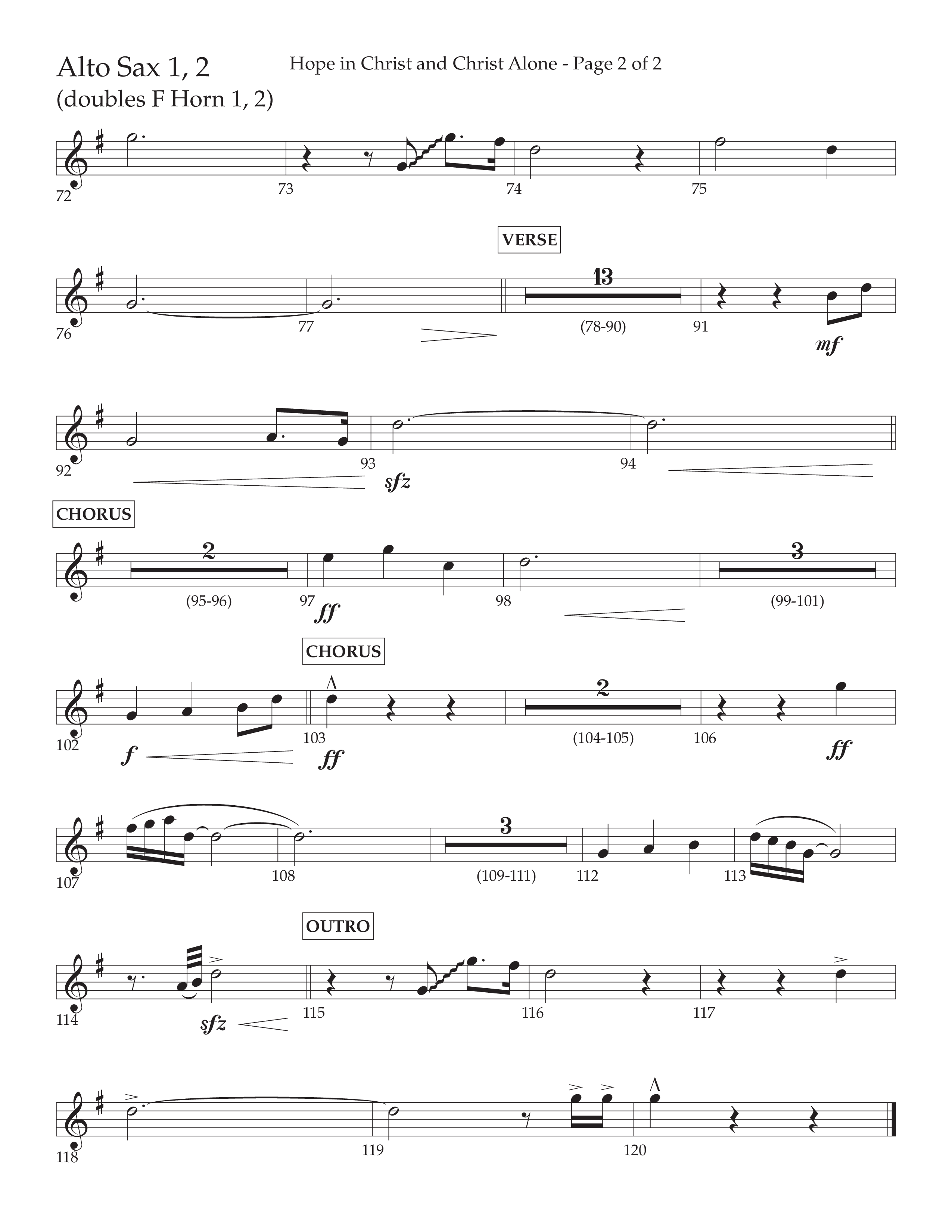 Hope In Christ And Christ Alone (Choral Anthem SATB) Alto Sax 1/2 (Lifeway Choral / Arr. Cliff Duren)