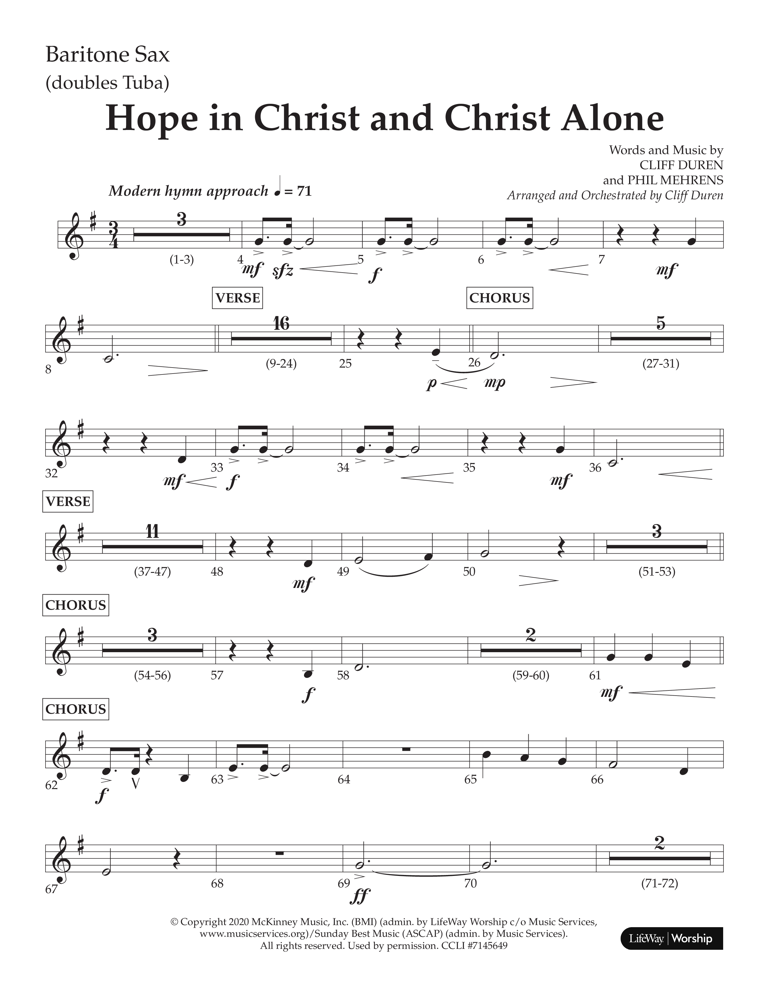 Hope In Christ And Christ Alone (Choral Anthem SATB) Bari Sax (Lifeway Choral / Arr. Cliff Duren)
