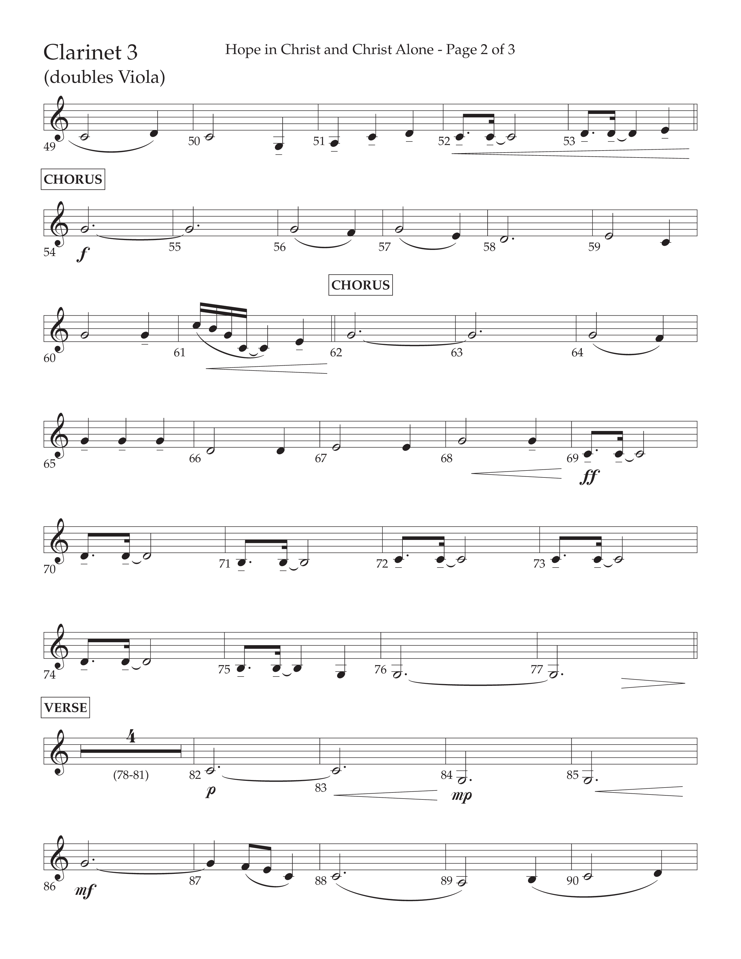 Hope In Christ And Christ Alone (Choral Anthem SATB) Clarinet 3 (Lifeway Choral / Arr. Cliff Duren)