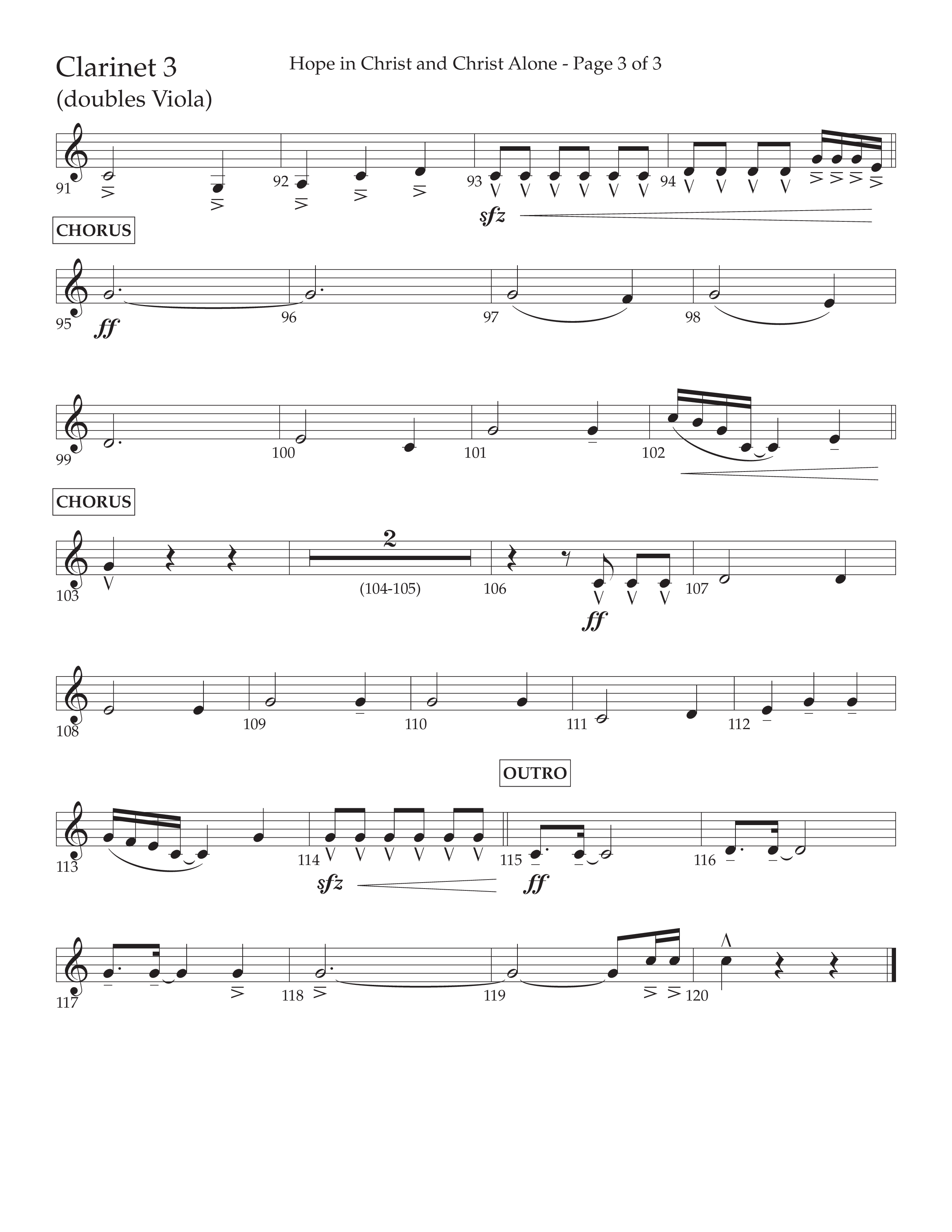 Hope In Christ And Christ Alone (Choral Anthem SATB) Clarinet 3 (Lifeway Choral / Arr. Cliff Duren)
