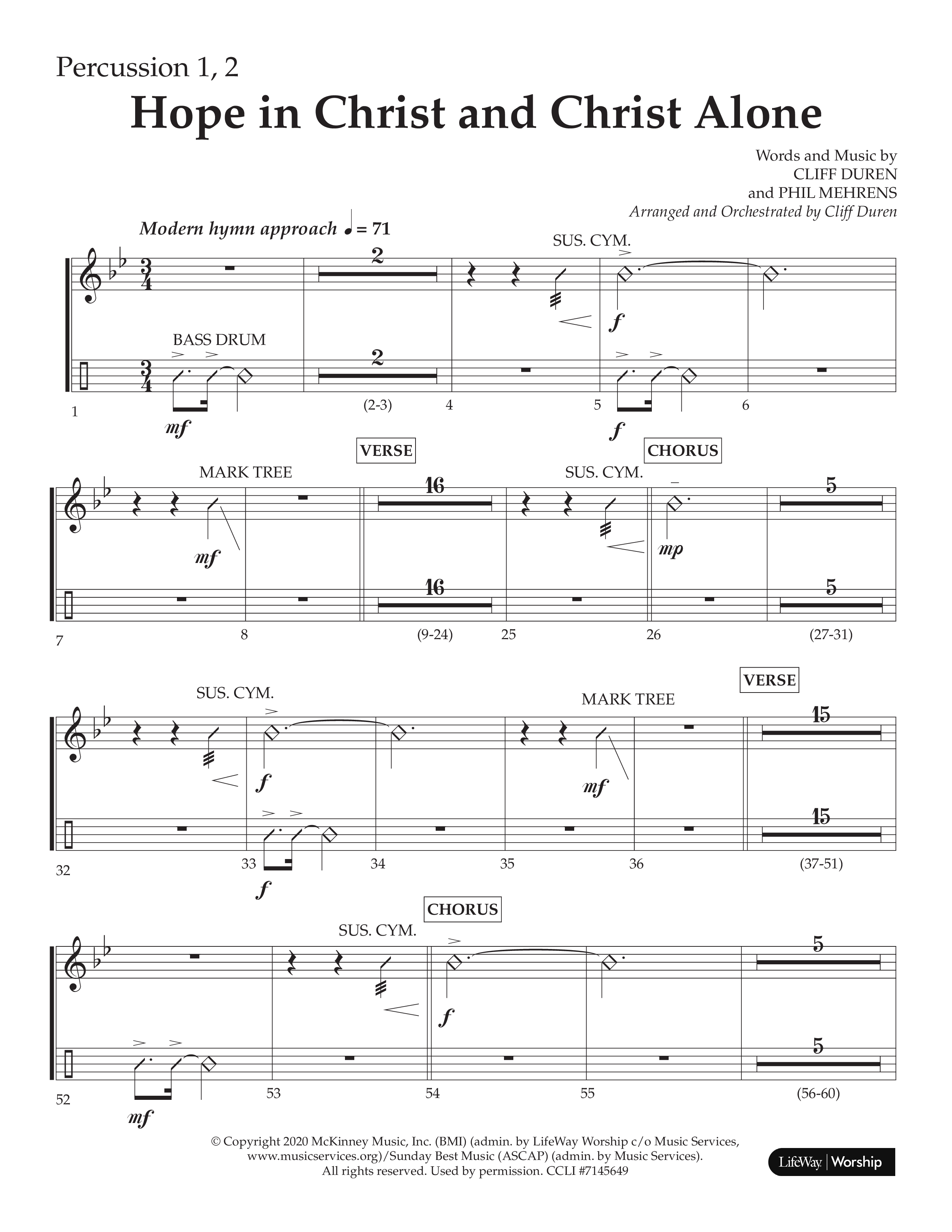 Hope In Christ And Christ Alone (Choral Anthem SATB) Percussion 1/2 (Lifeway Choral / Arr. Cliff Duren)