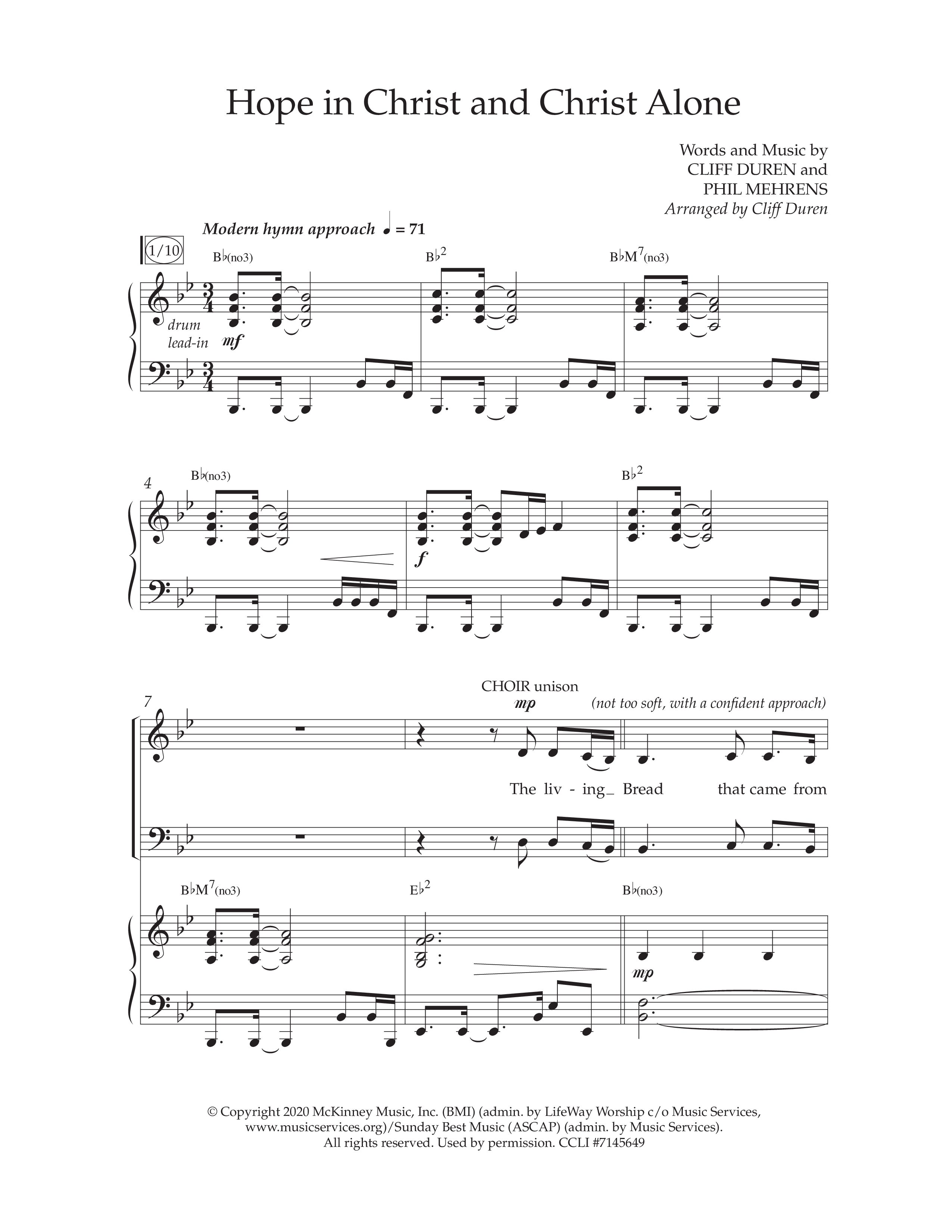 Hope In Christ And Christ Alone (Choral Anthem SATB) Anthem (SATB/Piano) (Lifeway Choral / Arr. Cliff Duren)