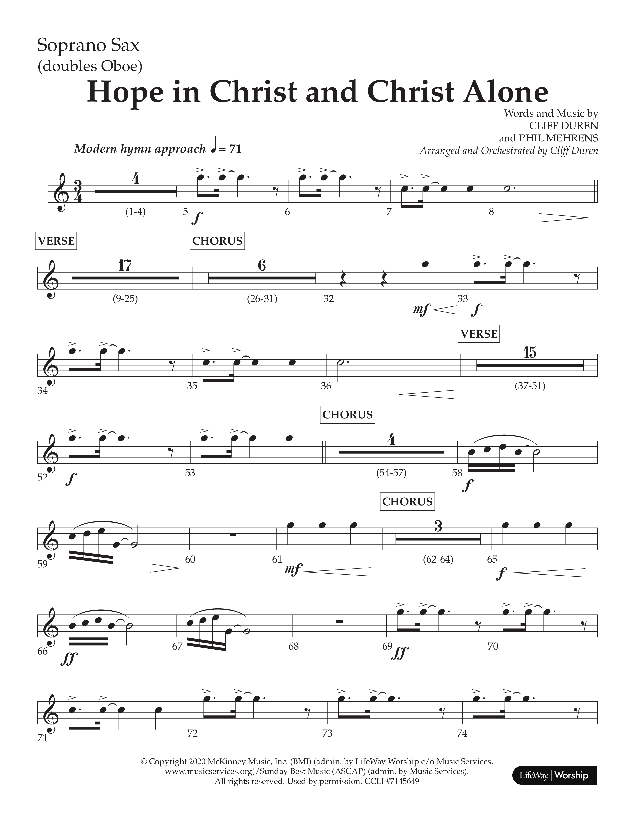 Hope In Christ And Christ Alone (Choral Anthem SATB) Soprano Sax (Lifeway Choral / Arr. Cliff Duren)