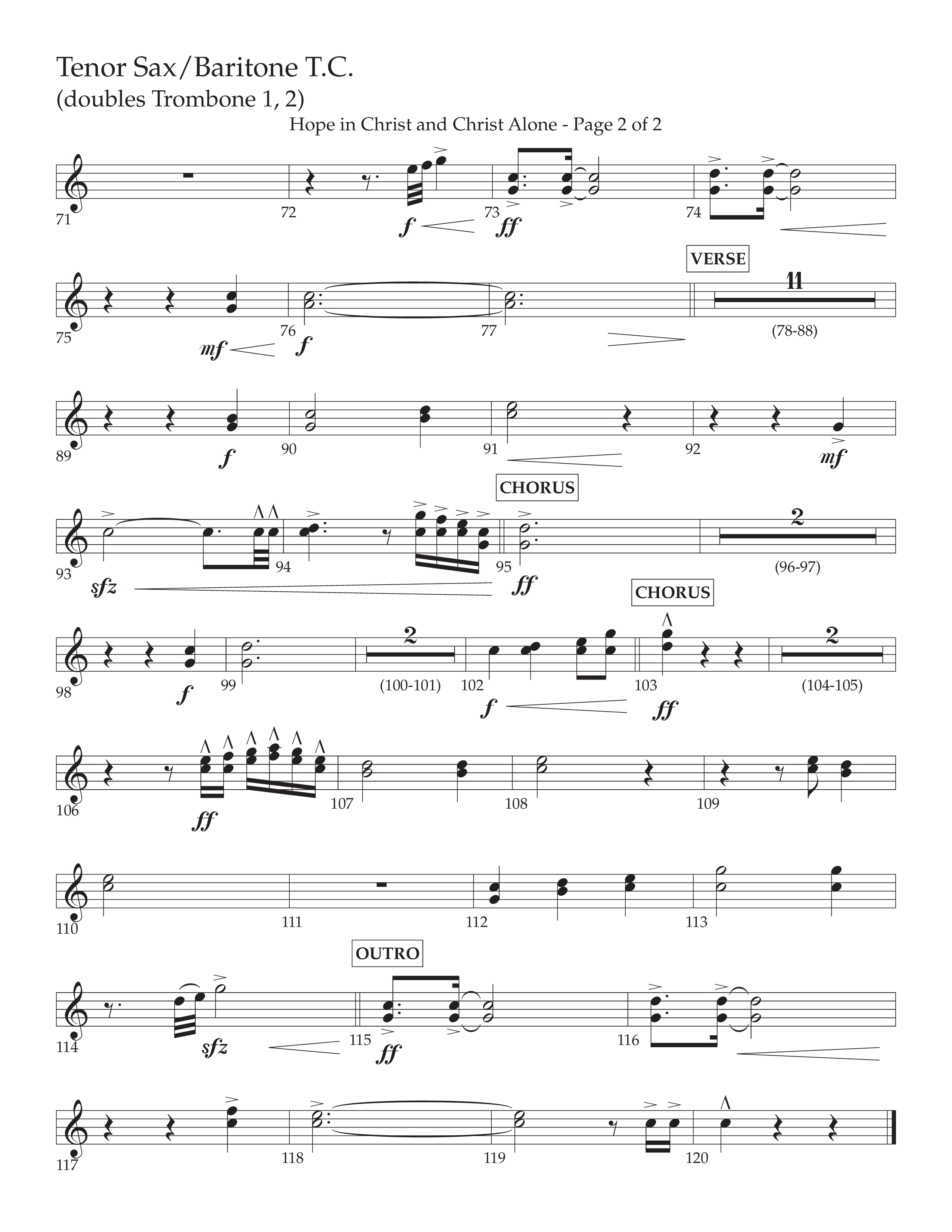 Hope In Christ And Christ Alone (Choral Anthem SATB) Tenor Sax/Baritone T.C. (Lifeway Choral / Arr. Cliff Duren)