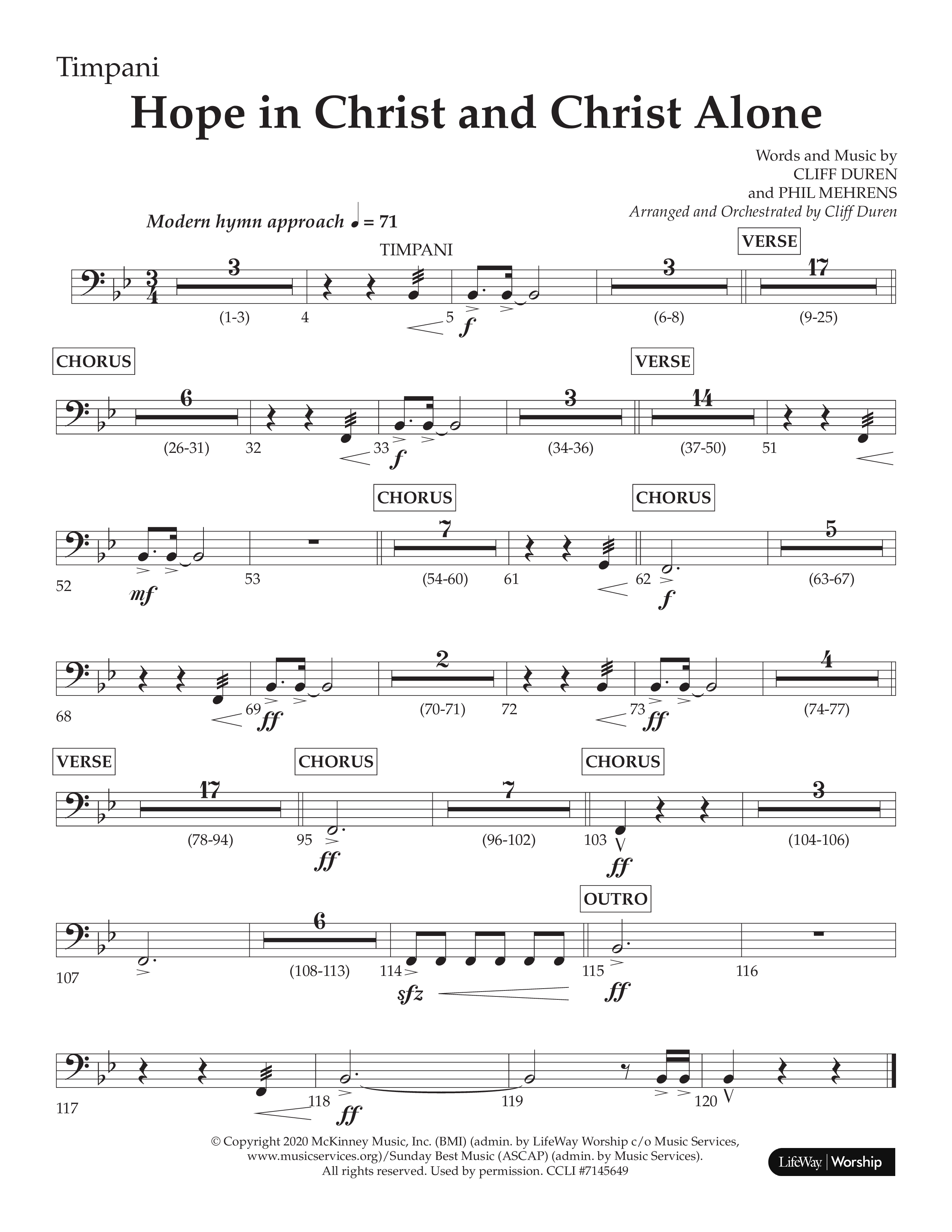 Hope In Christ And Christ Alone (Choral Anthem SATB) Timpani (Lifeway Choral / Arr. Cliff Duren)