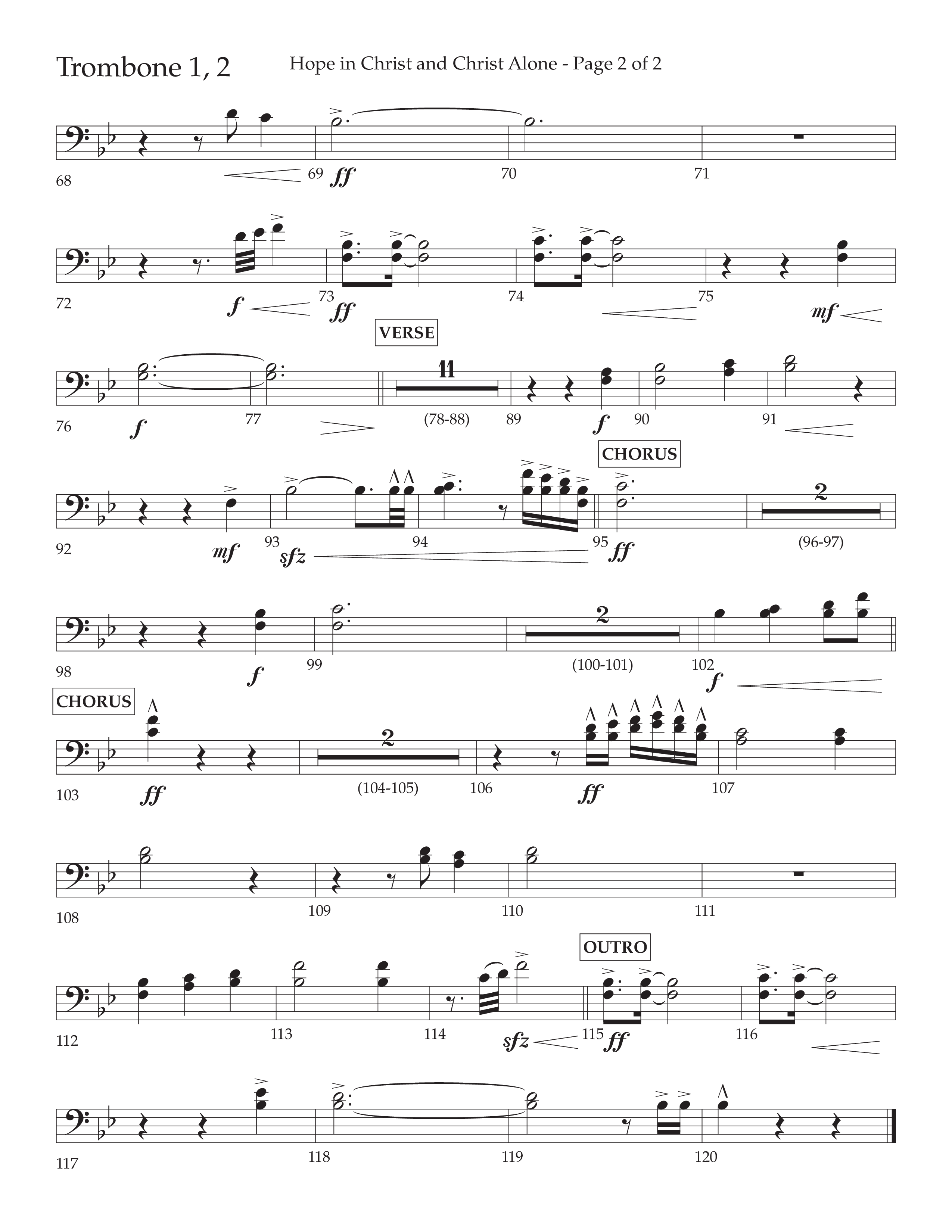 Hope In Christ And Christ Alone (Choral Anthem SATB) Trombone 1/2 (Lifeway Choral / Arr. Cliff Duren)