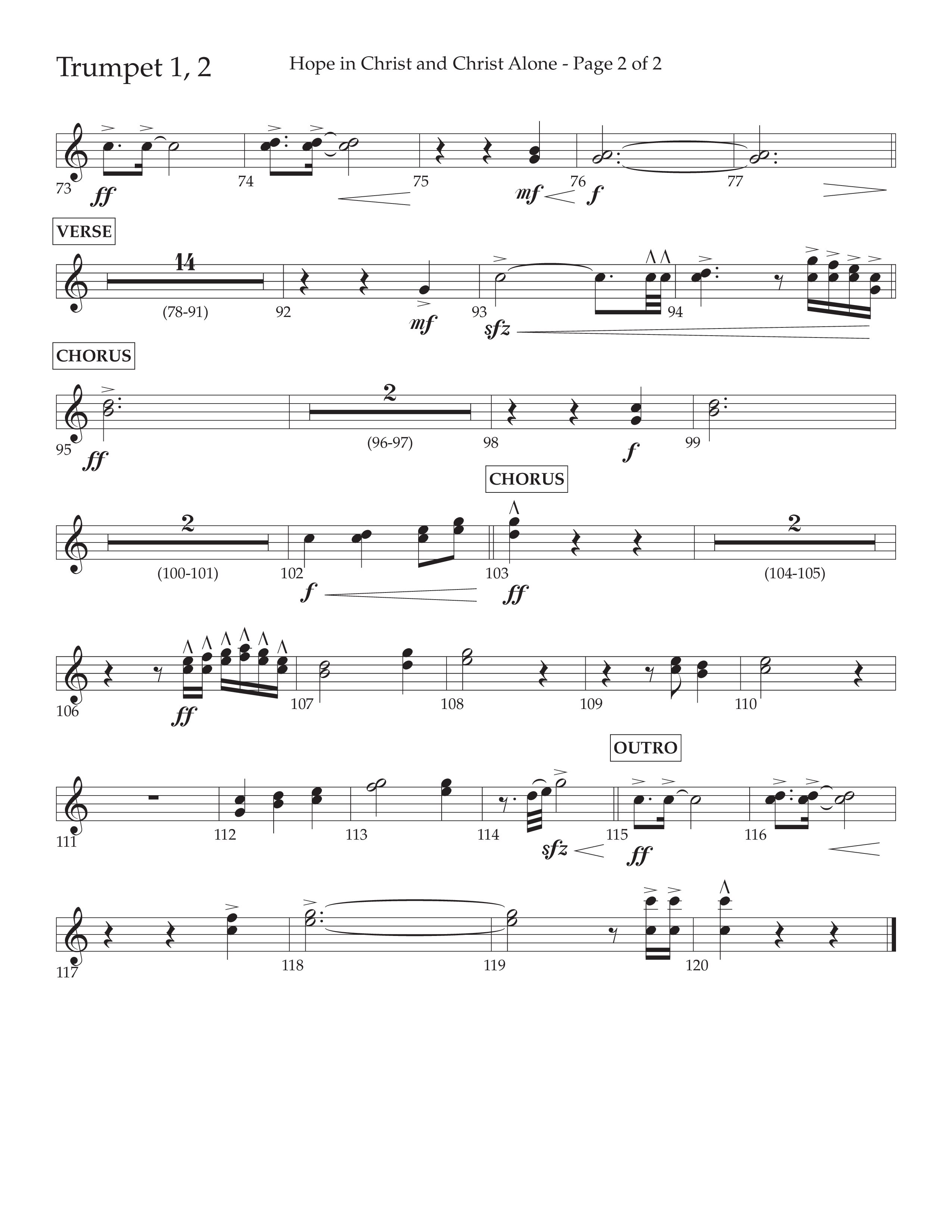 Hope In Christ And Christ Alone (Choral Anthem SATB) Trumpet 1,2 (Lifeway Choral / Arr. Cliff Duren)