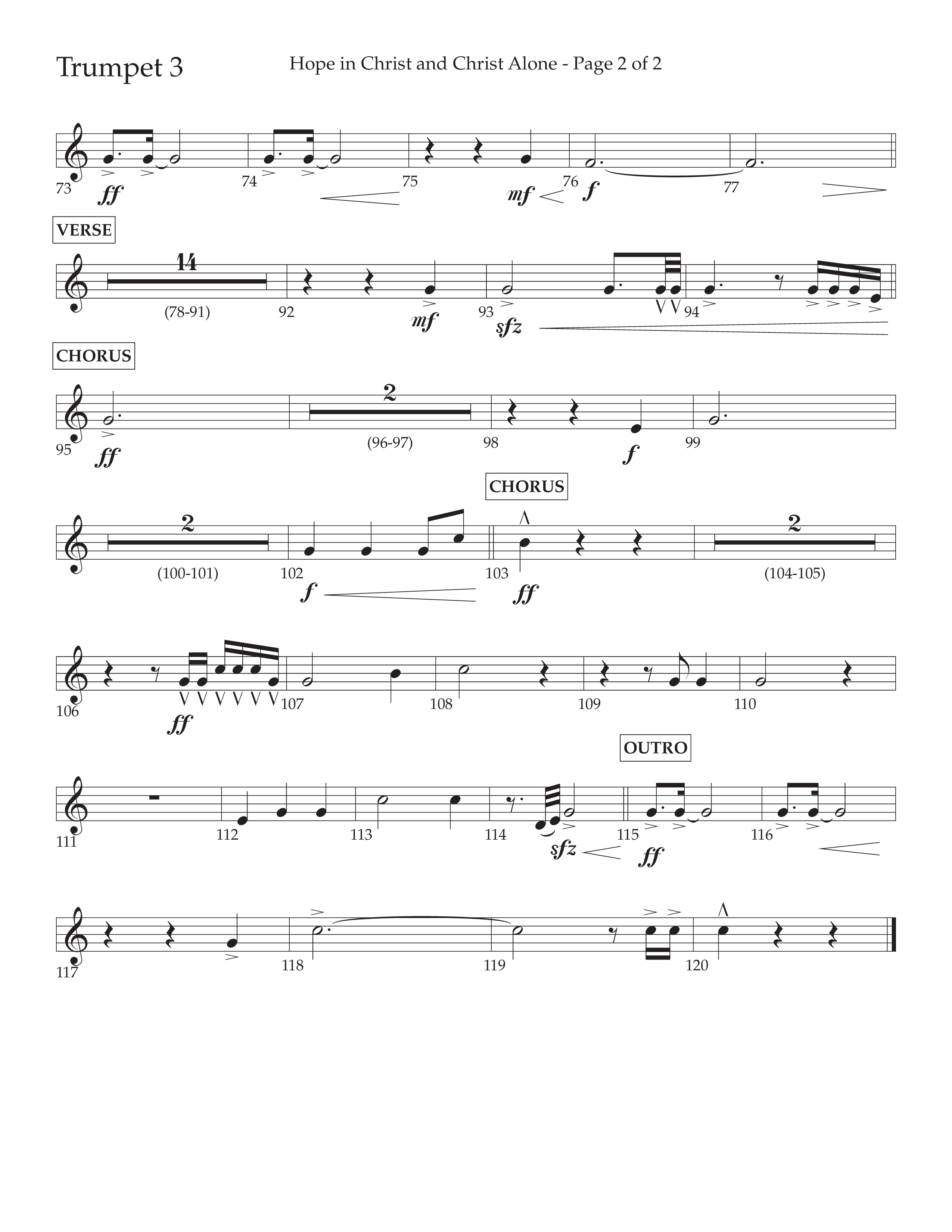 Hope In Christ And Christ Alone (Choral Anthem SATB) Trumpet 3 (Lifeway Choral / Arr. Cliff Duren)
