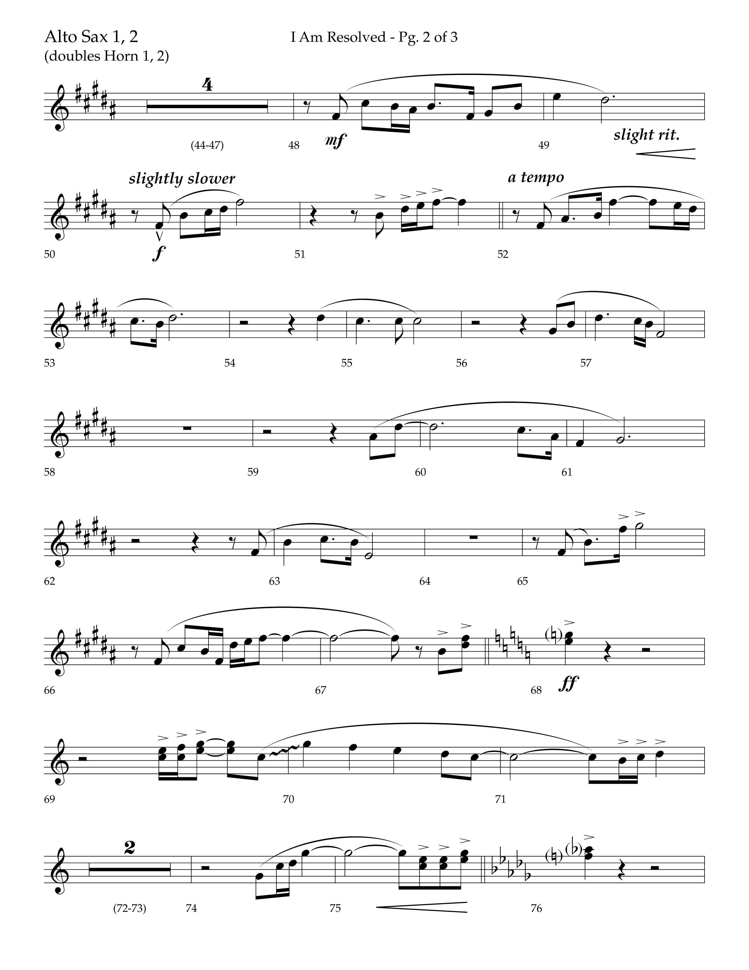 I Am Resolved (with I Have Decided To Follow Jesus) (Choral Anthem SATB) Alto Sax 1/2 (Lifeway Choral / Arr. John Bolin / Orch. Richard Kingsmore)