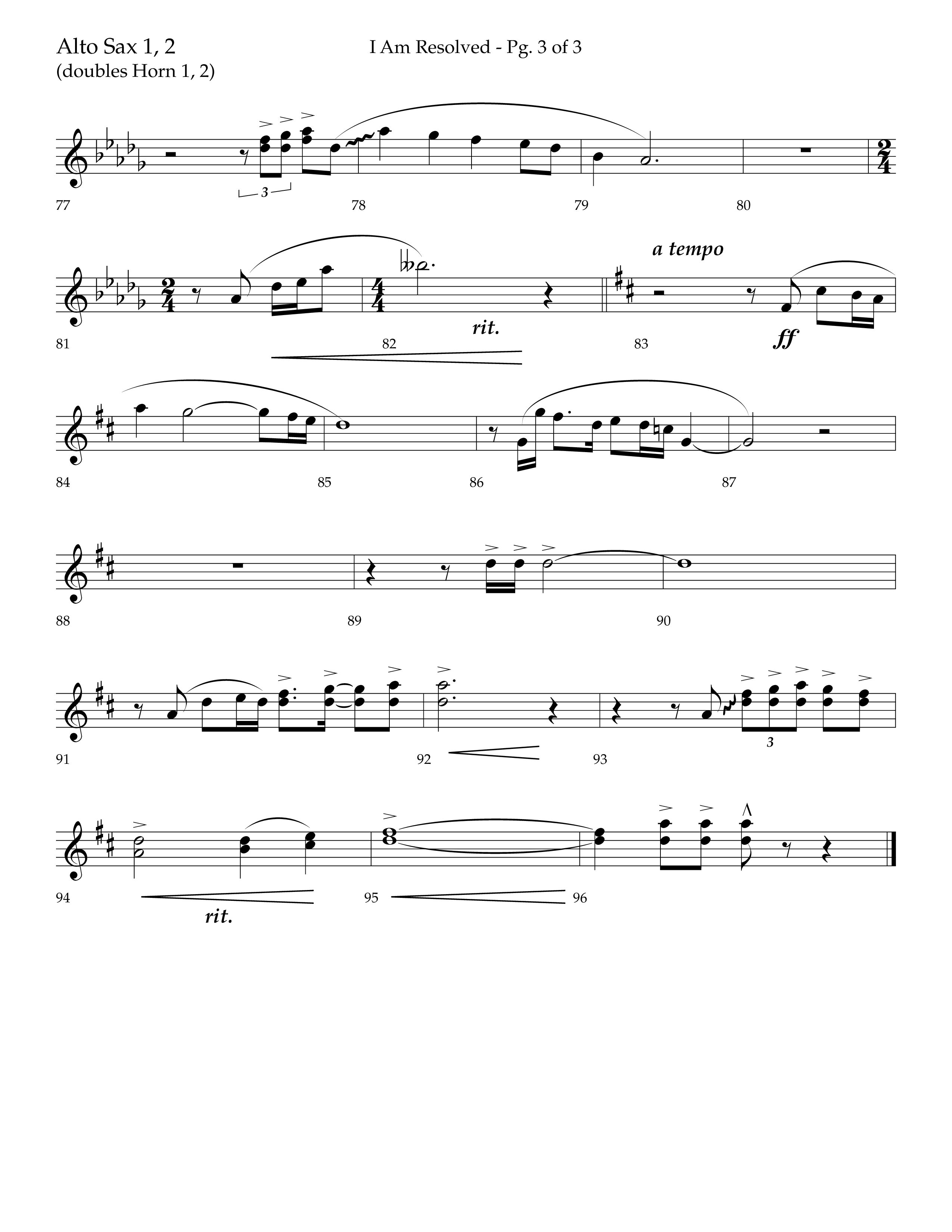 I Am Resolved (with I Have Decided To Follow Jesus) (Choral Anthem SATB) Alto Sax 1/2 (Lifeway Choral / Arr. John Bolin / Orch. Richard Kingsmore)