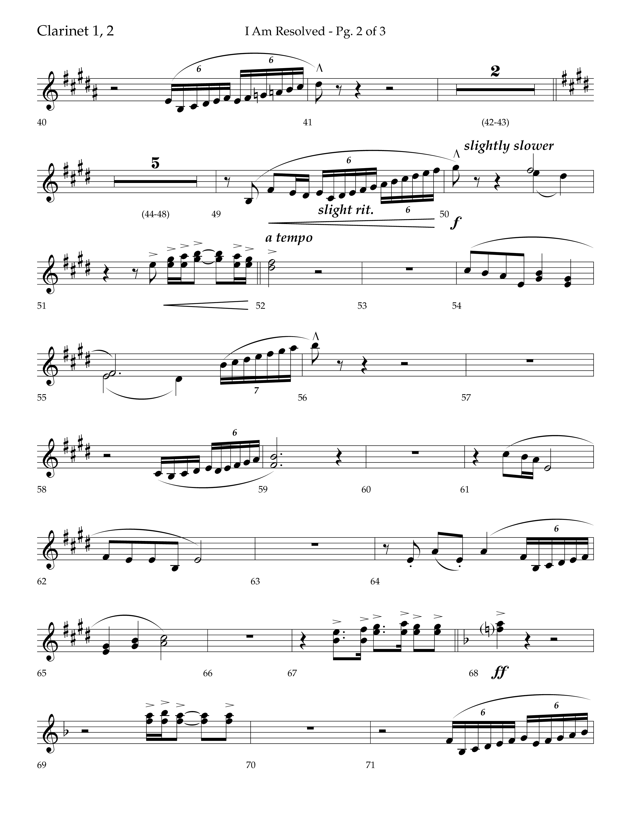 I Am Resolved (with I Have Decided To Follow Jesus) (Choral Anthem SATB) Clarinet 1/2 (Lifeway Choral / Arr. John Bolin / Orch. Richard Kingsmore)