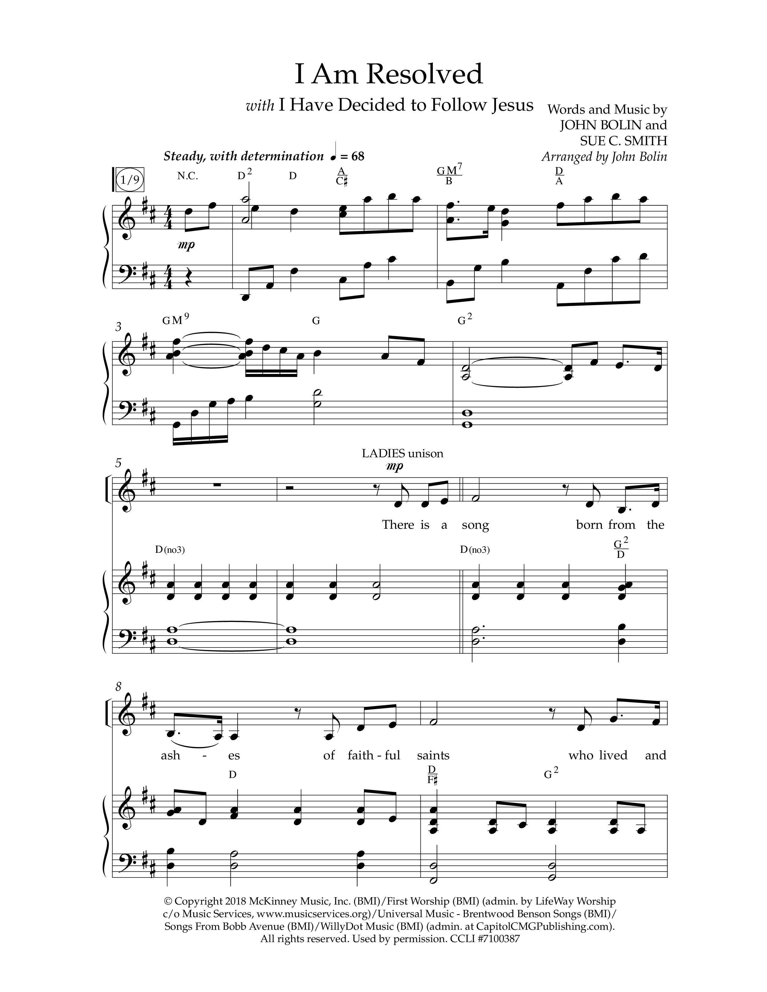 I Am Resolved (with I Have Decided To Follow Jesus) (Choral Anthem SATB) Anthem (SATB/Piano) (Lifeway Choral / Arr. John Bolin / Orch. Richard Kingsmore)