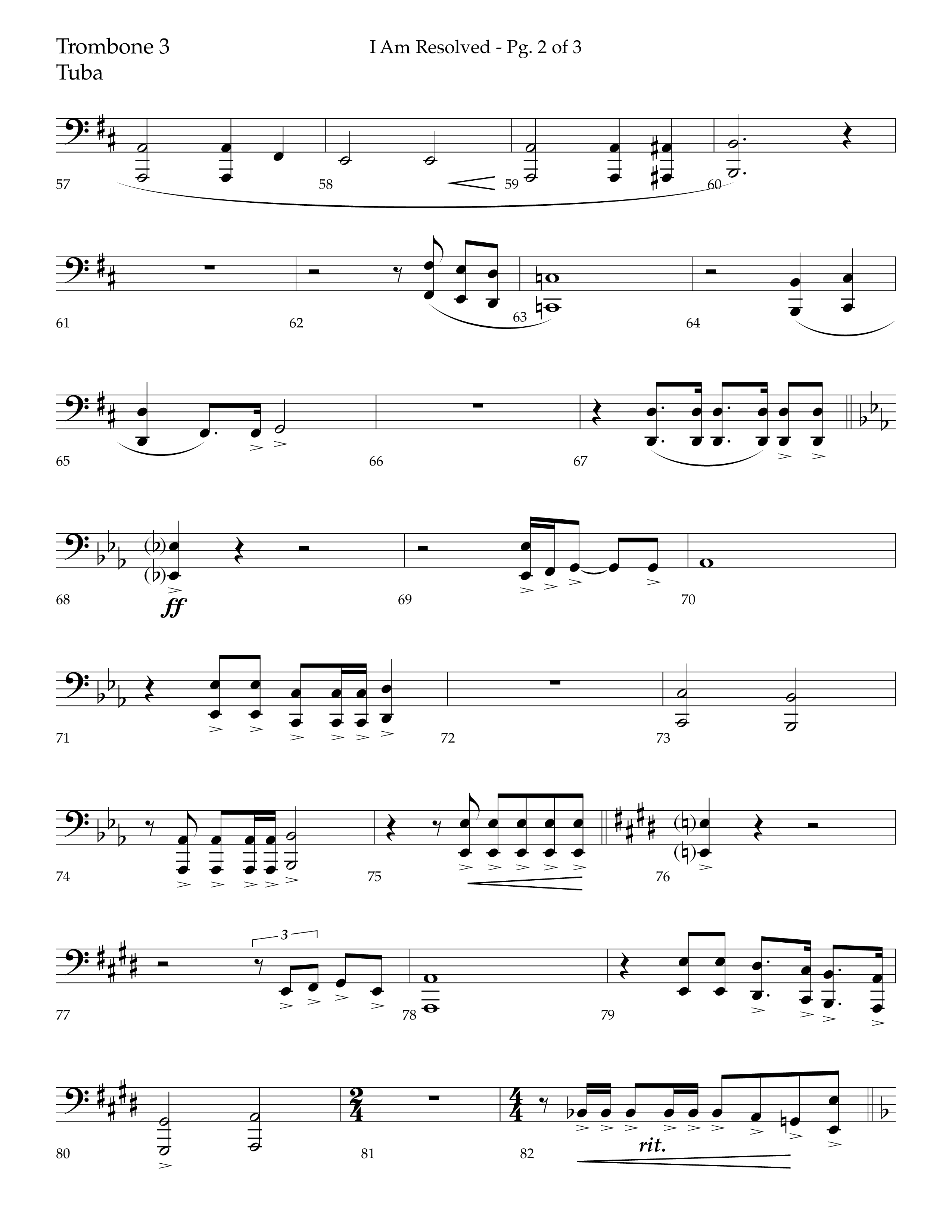 I Am Resolved (with I Have Decided To Follow Jesus) (Choral Anthem SATB) Trombone 3/Tuba (Lifeway Choral / Arr. John Bolin / Orch. Richard Kingsmore)