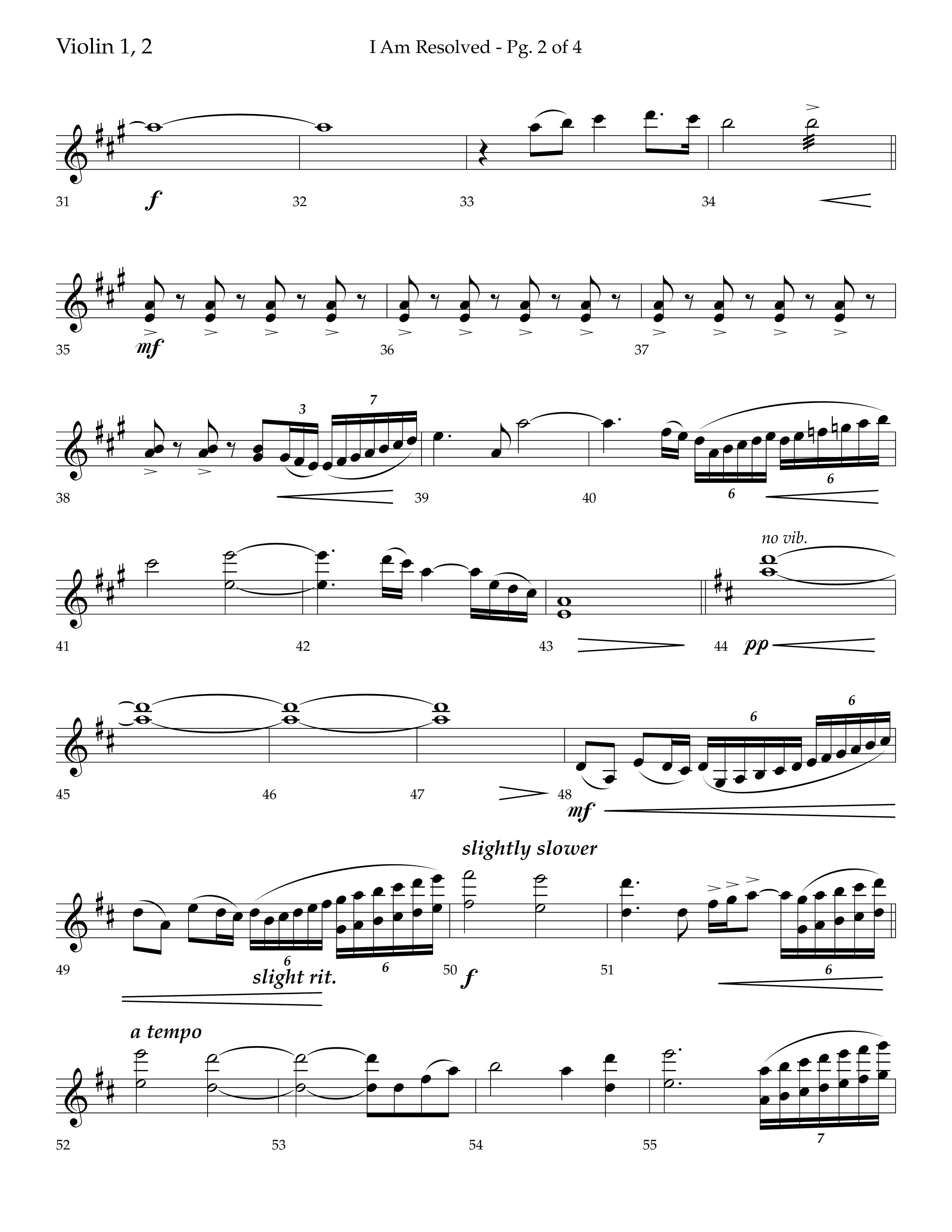 I Am Resolved (with I Have Decided To Follow Jesus) (Choral Anthem SATB) Violin 1/2 (Lifeway Choral / Arr. John Bolin / Orch. Richard Kingsmore)