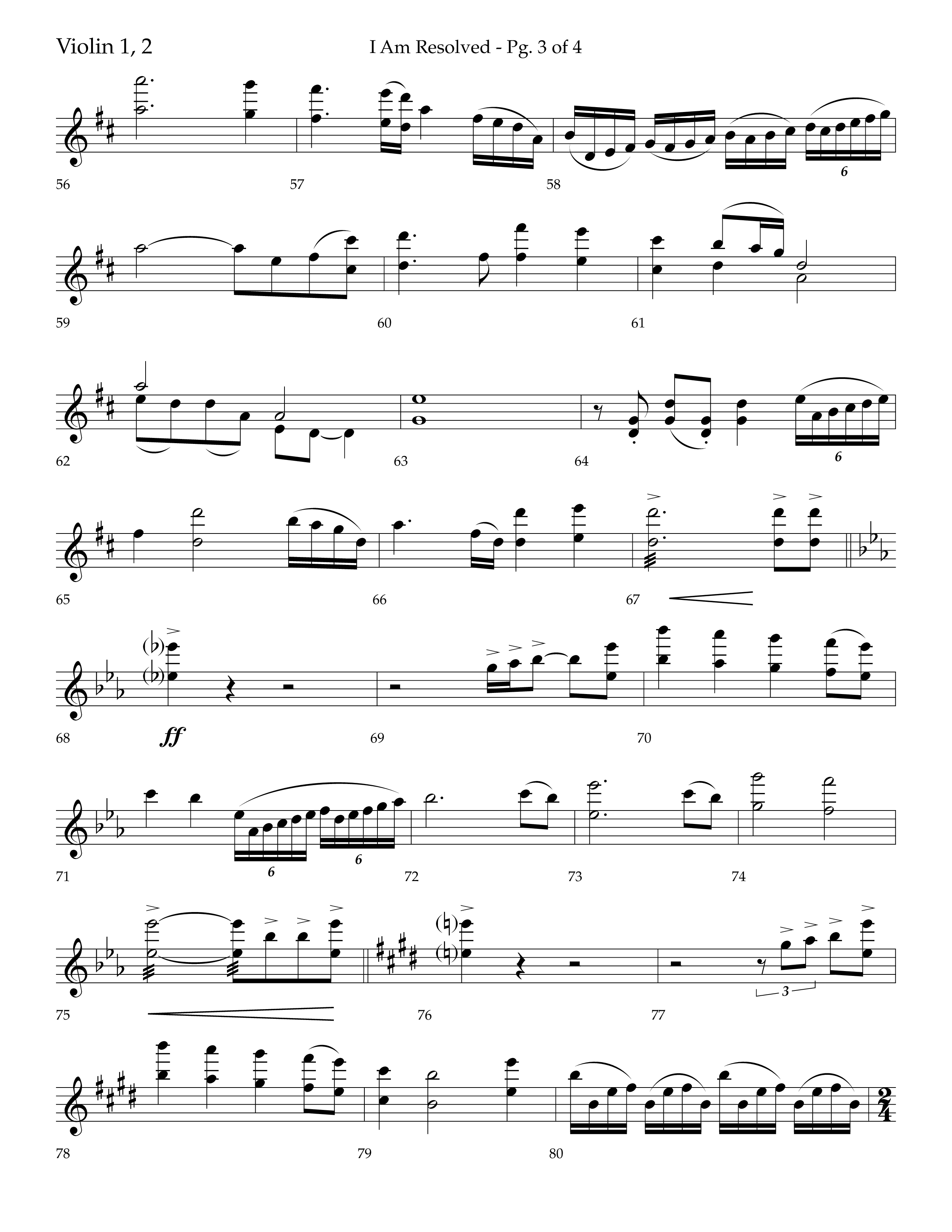 I Am Resolved (with I Have Decided To Follow Jesus) (Choral Anthem SATB) Violin 1/2 (Lifeway Choral / Arr. John Bolin / Orch. Richard Kingsmore)