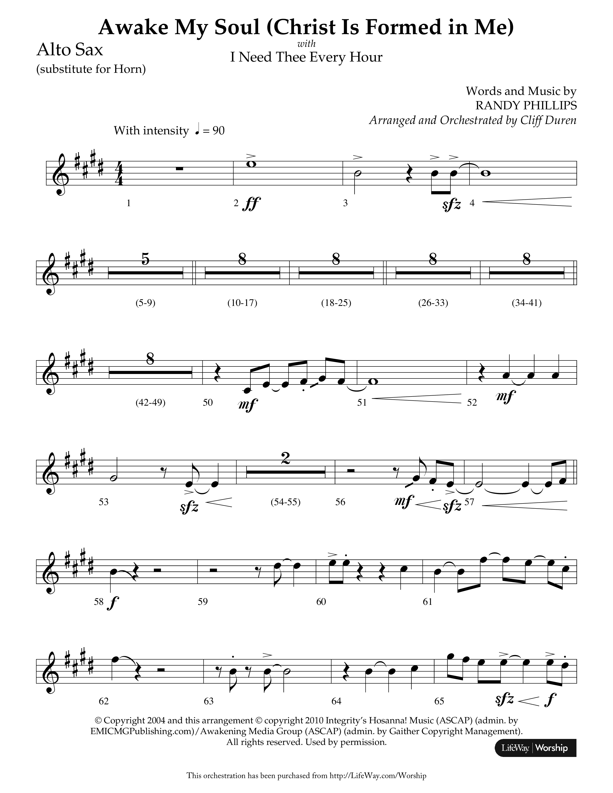 Awake My Soul (Christ Is Formed In Me) with I Need Thee Every Hour (Choral Anthem SATB) Alto Sax (Lifeway Choral / Arr. Cliff Duren)