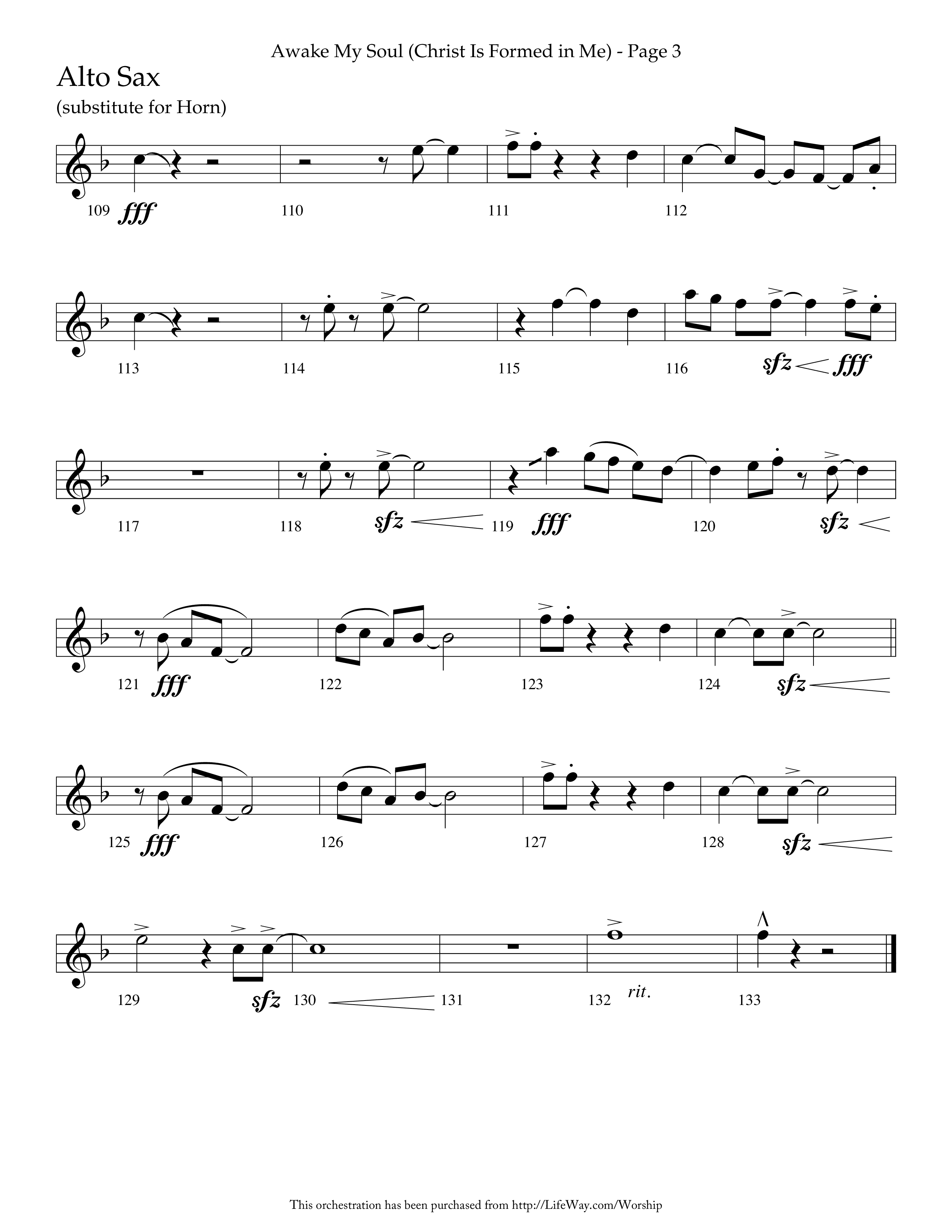 Awake My Soul (Christ Is Formed In Me) with I Need Thee Every Hour (Choral Anthem SATB) Alto Sax (Lifeway Choral / Arr. Cliff Duren)