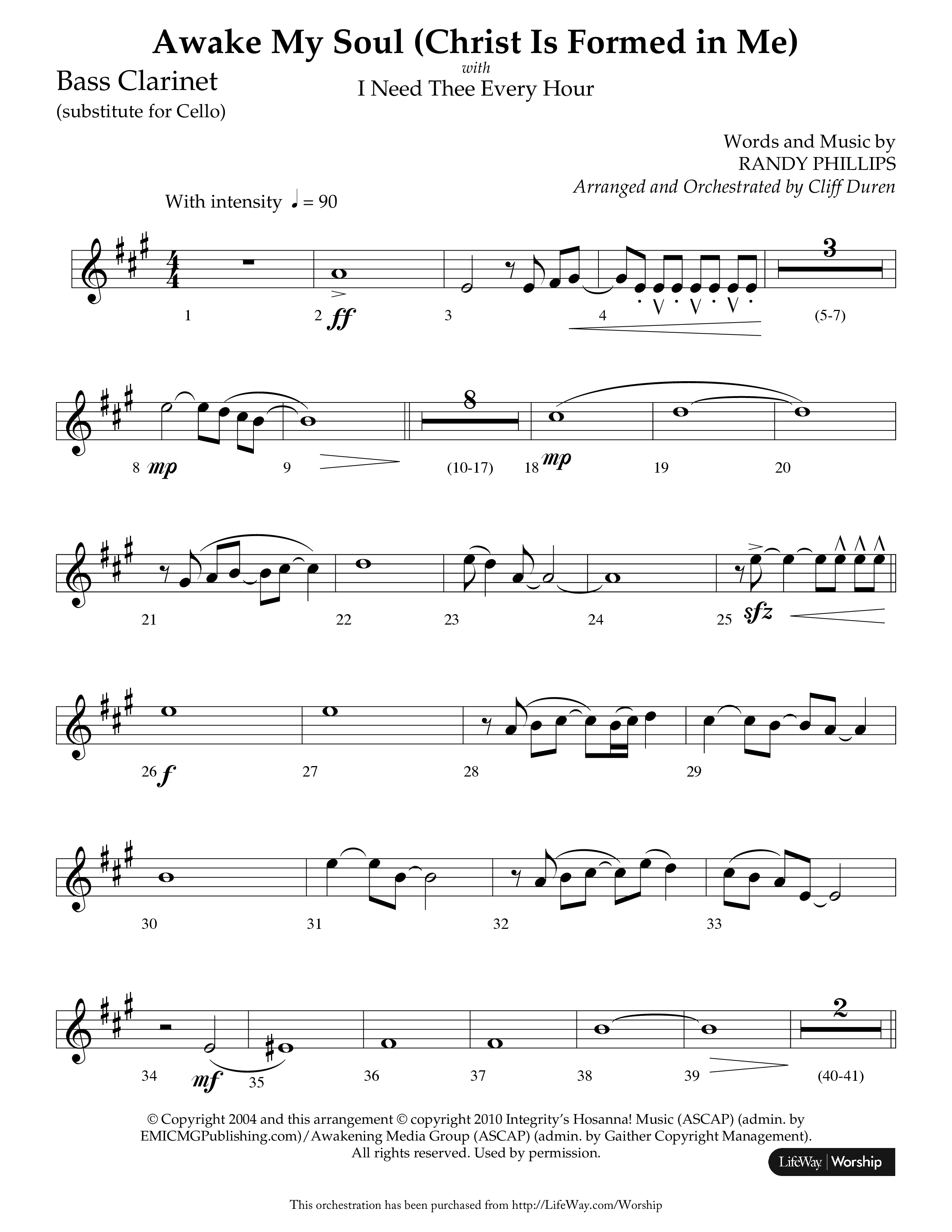 Awake My Soul (Christ Is Formed In Me) with I Need Thee Every Hour (Choral Anthem SATB) Bass Clarinet (Lifeway Choral / Arr. Cliff Duren)