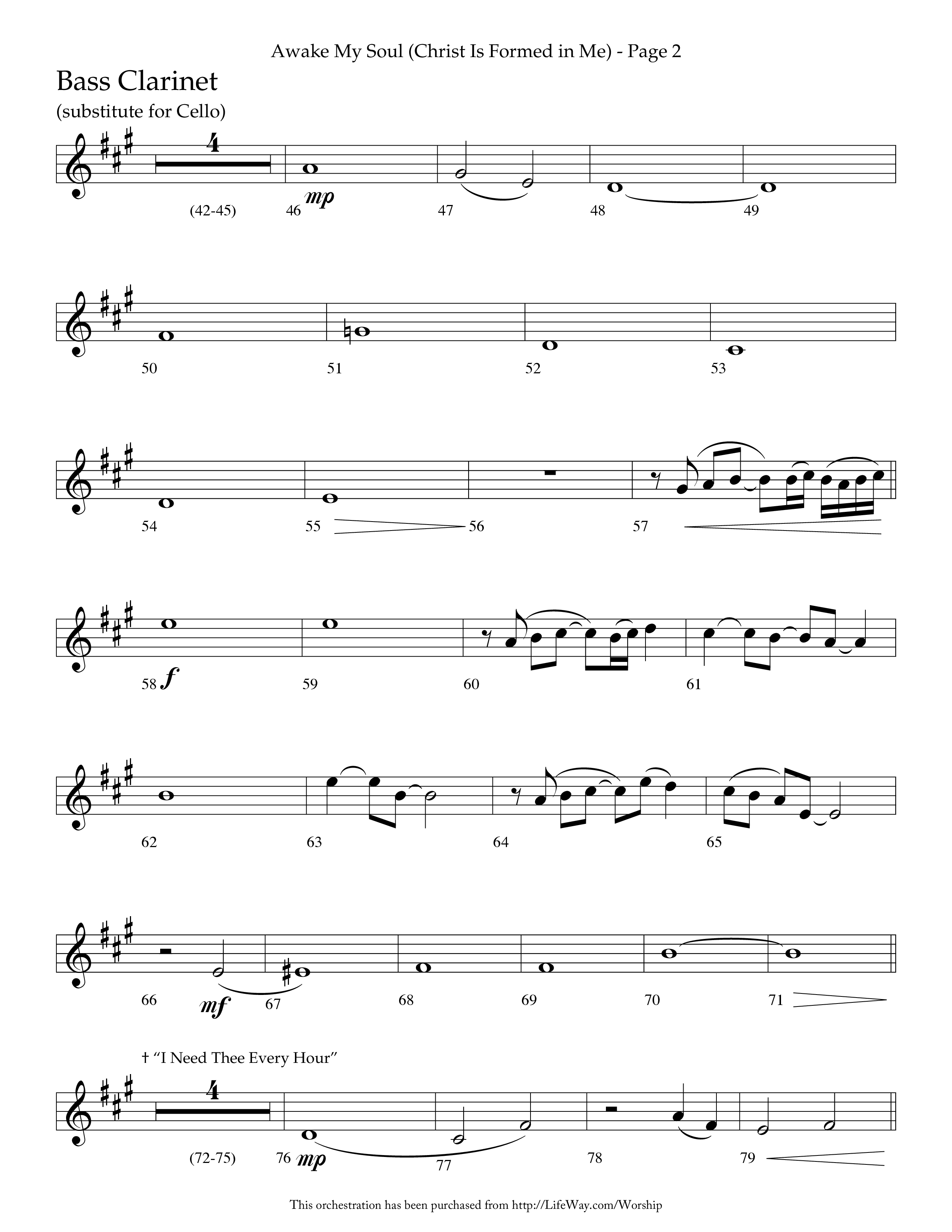 Awake My Soul (Christ Is Formed In Me) with I Need Thee Every Hour (Choral Anthem SATB) Bass Clarinet (Lifeway Choral / Arr. Cliff Duren)