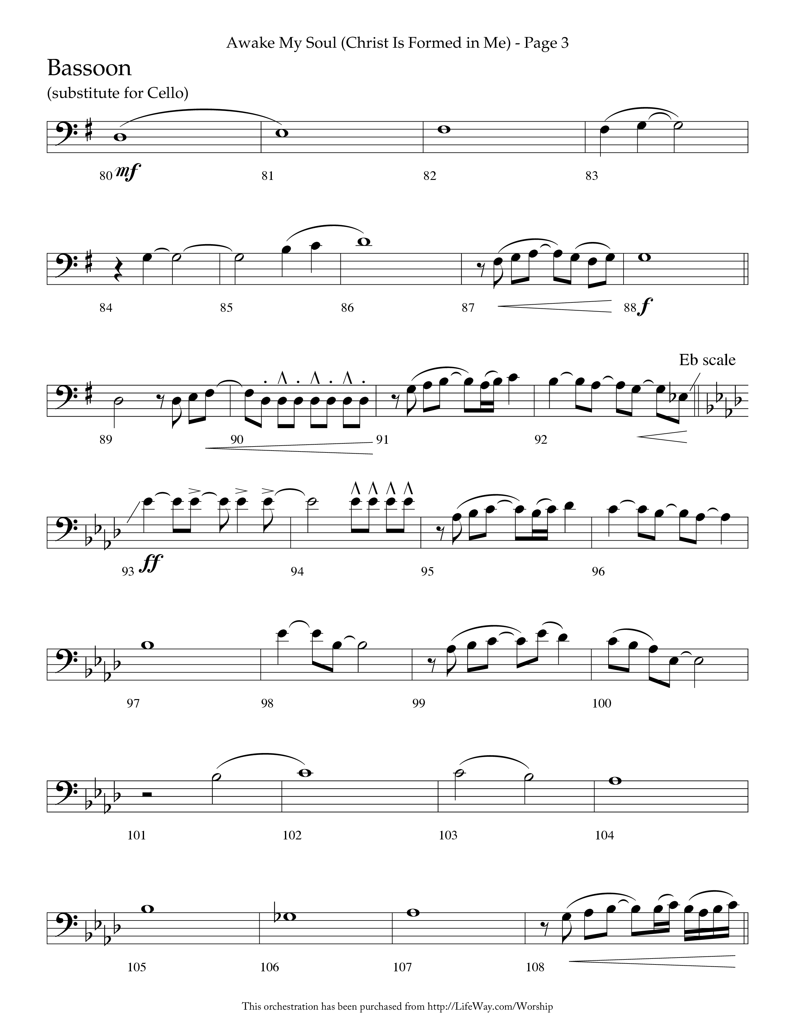 Awake My Soul (Christ Is Formed In Me) with I Need Thee Every Hour (Choral Anthem SATB) Bassoon (Lifeway Choral / Arr. Cliff Duren)