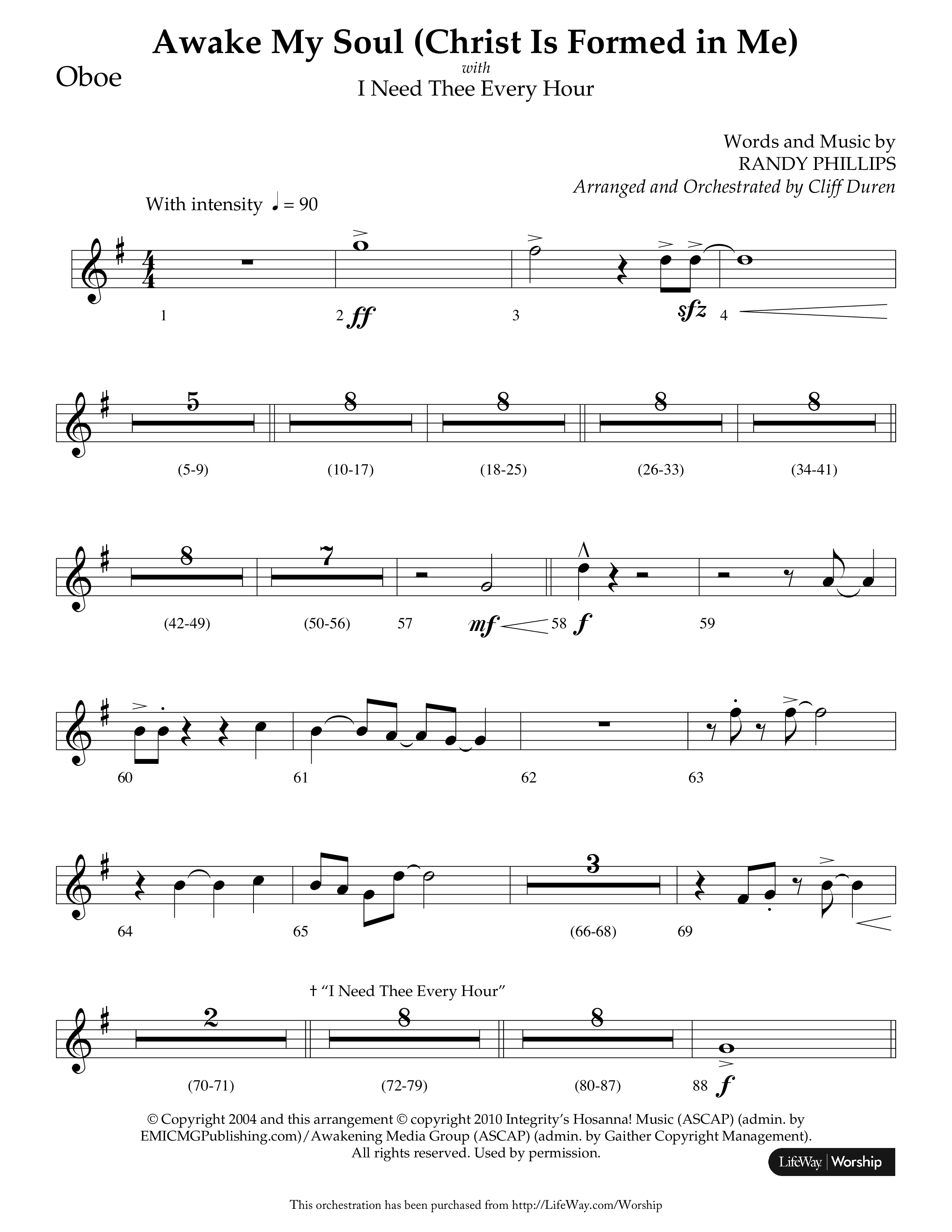 Awake My Soul (Christ Is Formed In Me) with I Need Thee Every Hour (Choral Anthem SATB) Oboe (Lifeway Choral / Arr. Cliff Duren)
